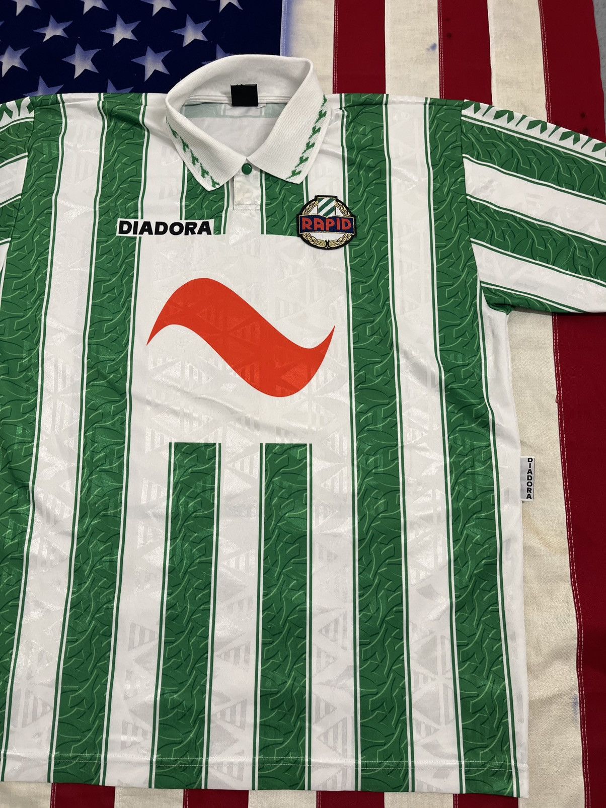 Diadora VTG 90s Diadora Rapid Wien Home Football Jersey Green White Size US XL / EU 56 / 4 - 3 Thumbnail