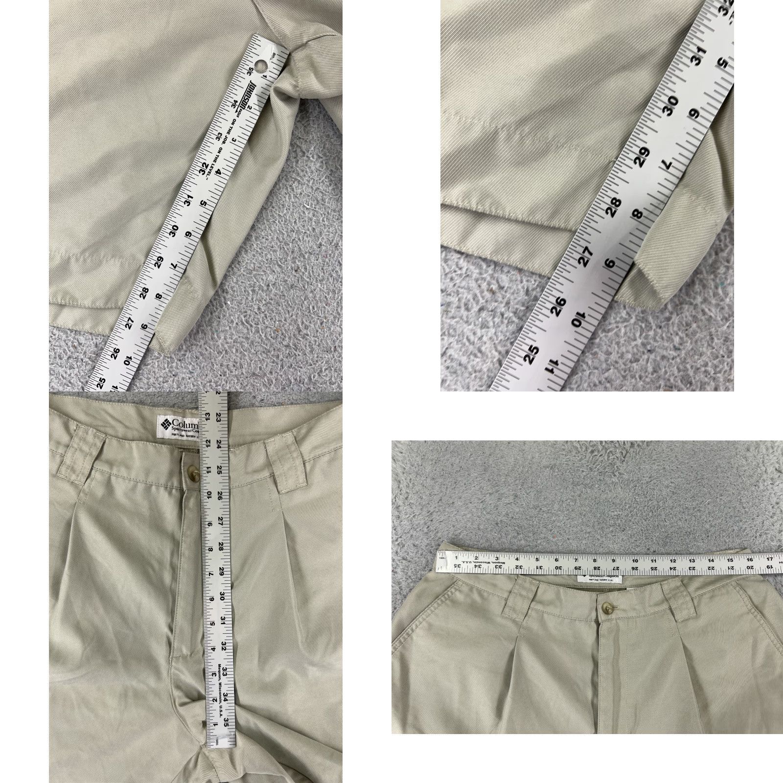 Vintage Columbia Men Bermuda Shorts 34 Beige 100% Polyester Pleated Zip Cargo Pocket Inseam 9 Regular Fit Beach Golf Casual Bermuda Shorts Mens Beige 34x9 Size US 34 / EU 50 - 8 Thumbnail