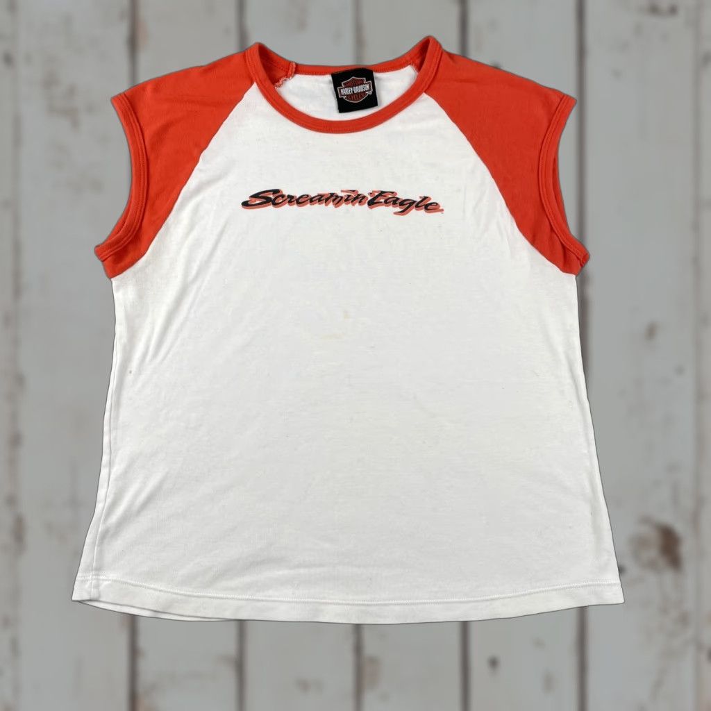 Harley Davidson VINTAGE Harley-Davidson Women’s XL White Raglan Tank Top Shirt USA Size XL / US 12-14 / IT 48-50 - 1 Thumbnail