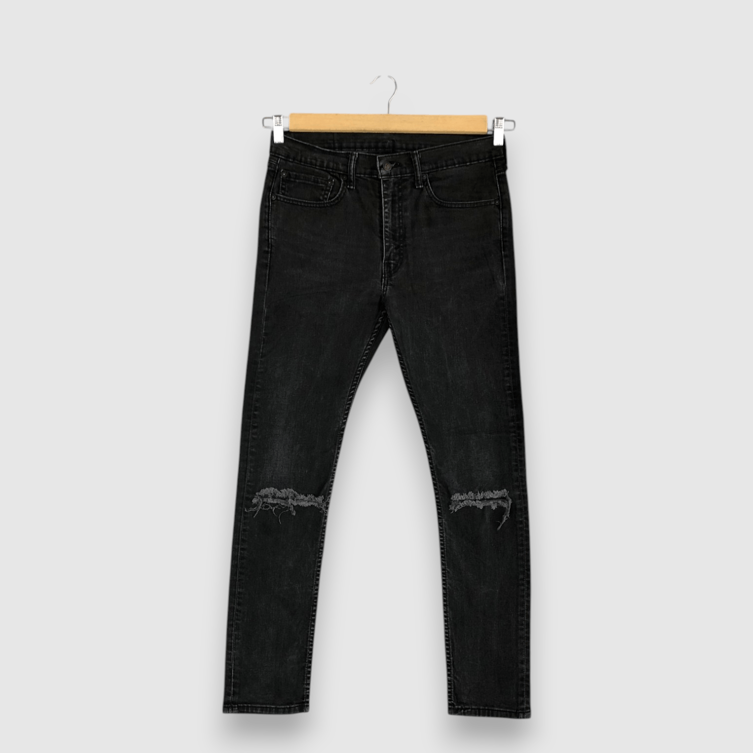 Levi's Y2K Levis Faded Black Jeans Distressed Levi's Skinny Denim Size US 30 / EU 46 - 1 Thumbnail