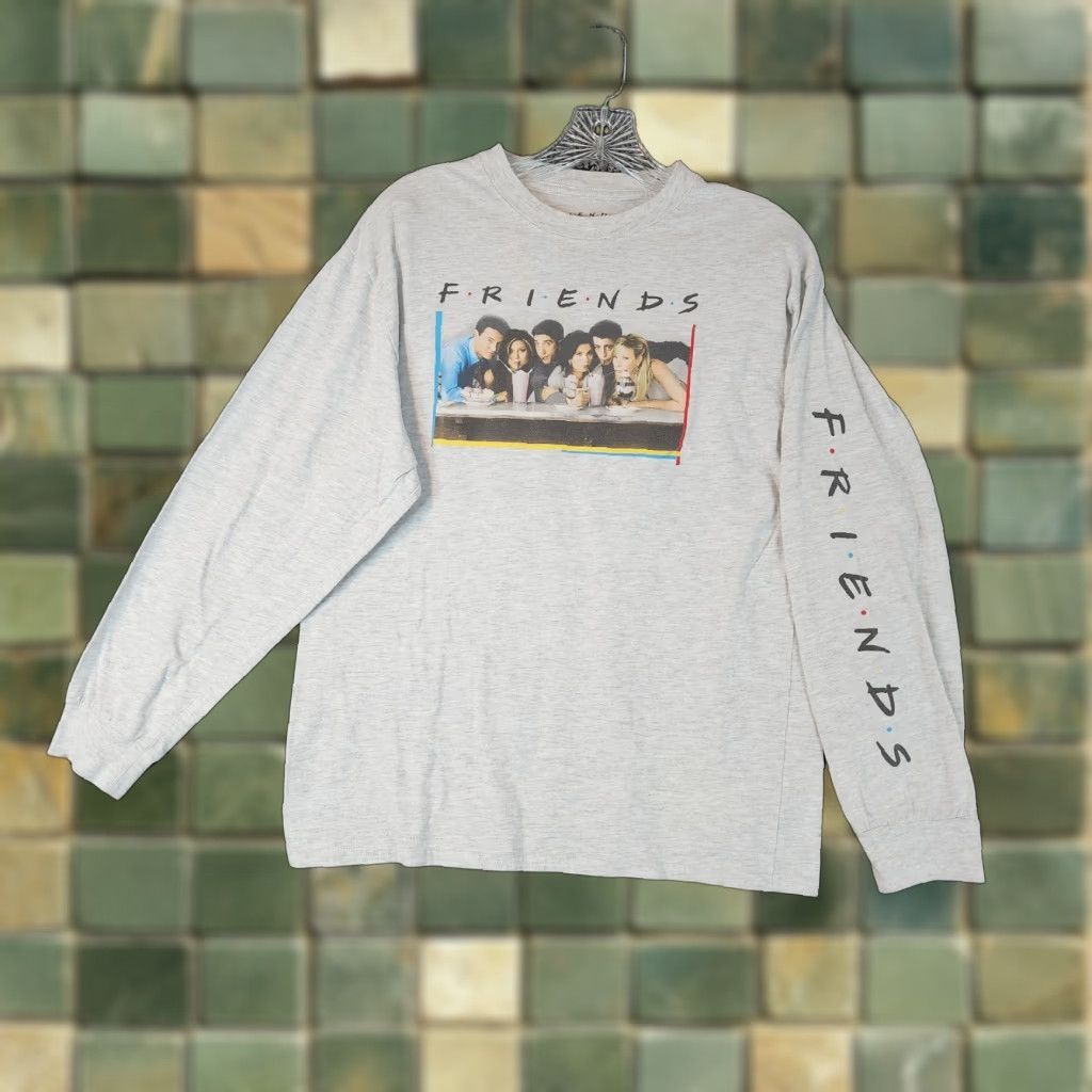 Vintage Friends Women's Long Sleeve T-shirt Gray Size Large Graphic Modern Size L / US 10 / IT 46 - 1 Thumbnail
