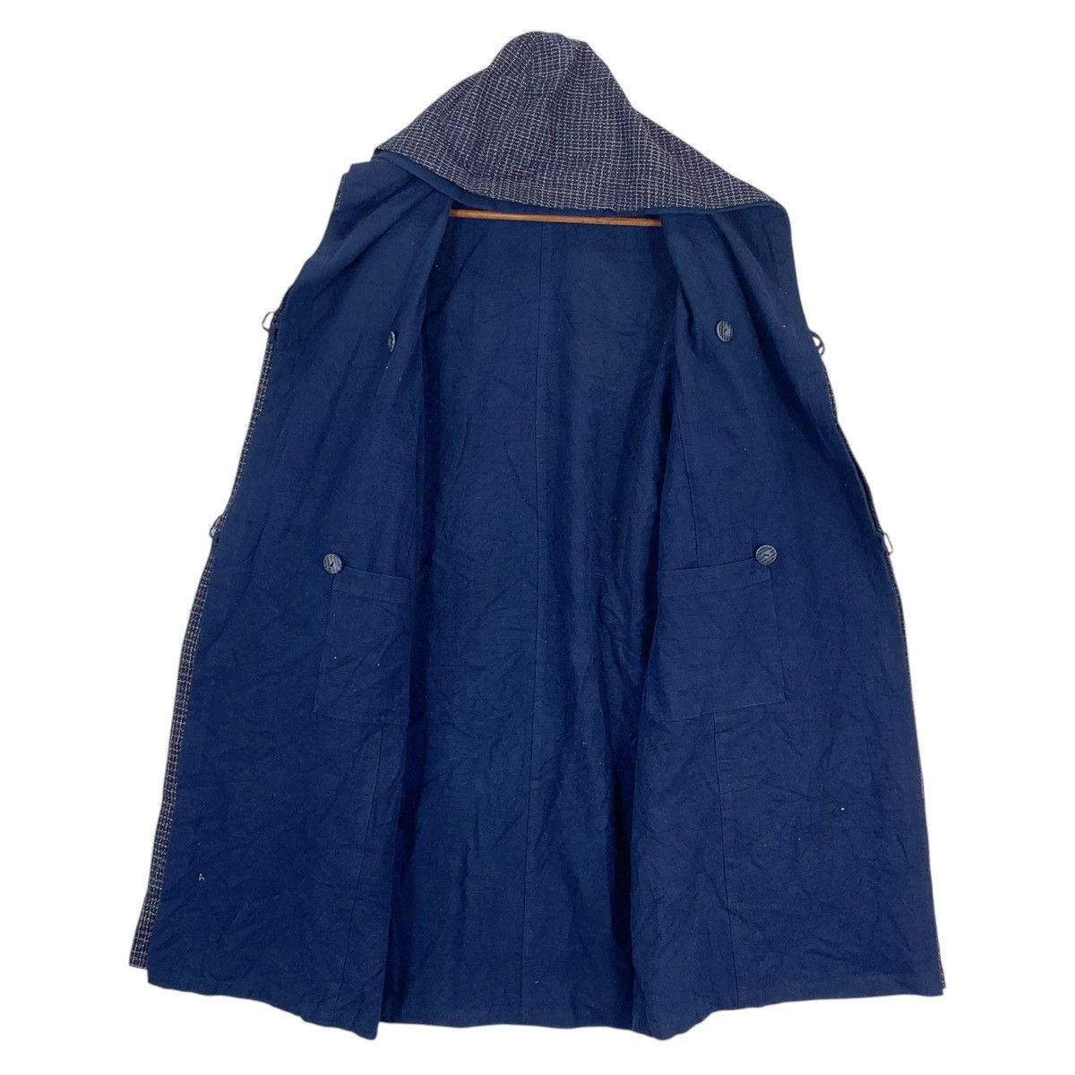 Indigo Vintage Double Breasted Button Long Hoodie Coat Size US L / EU 52-54 / 3 - 8 Thumbnail