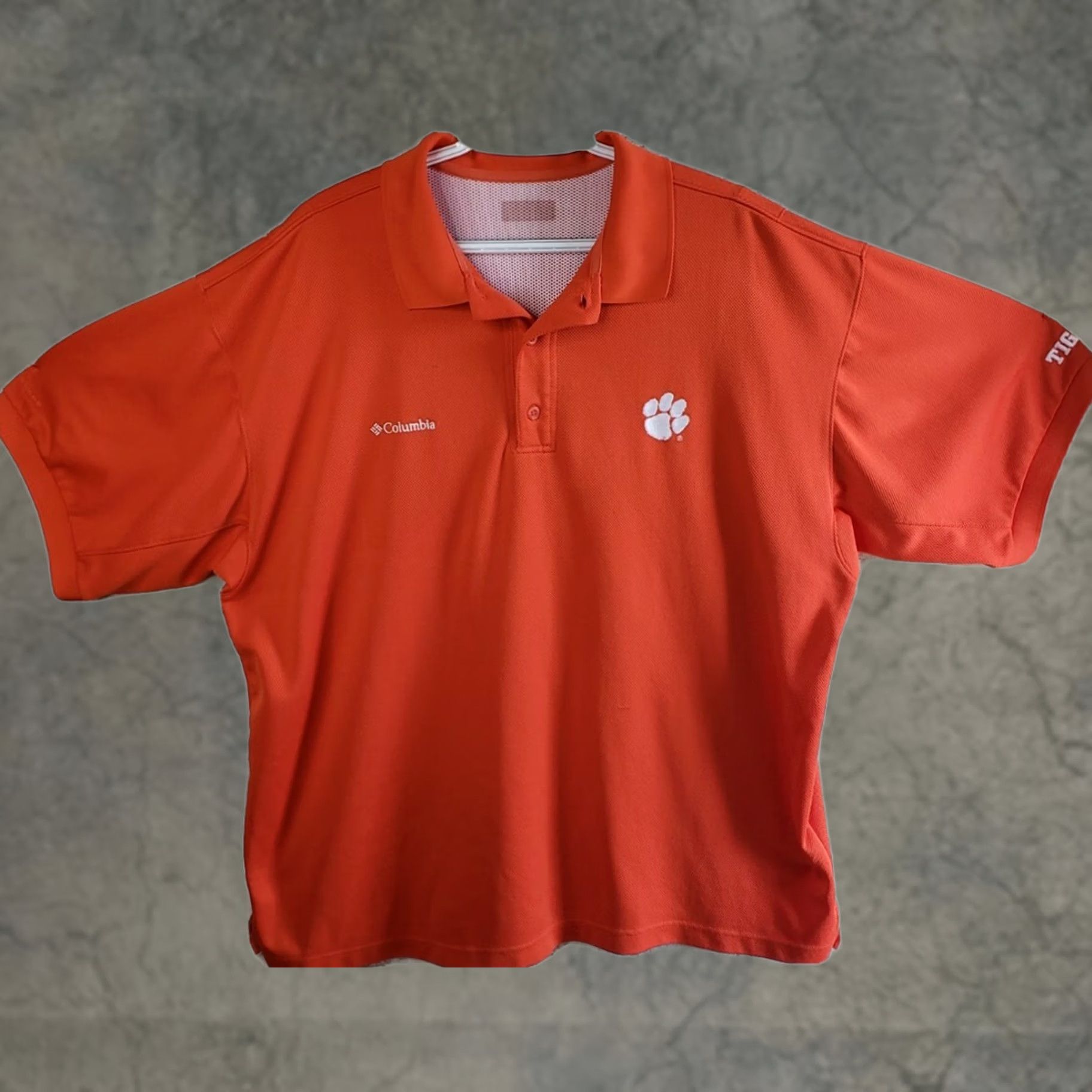 Vintage Columbia PFG Polo Shirt Orange CLEMSON Tigers Men's XL Polyester Size US XL / EU 56 / 4 - 1 Thumbnail