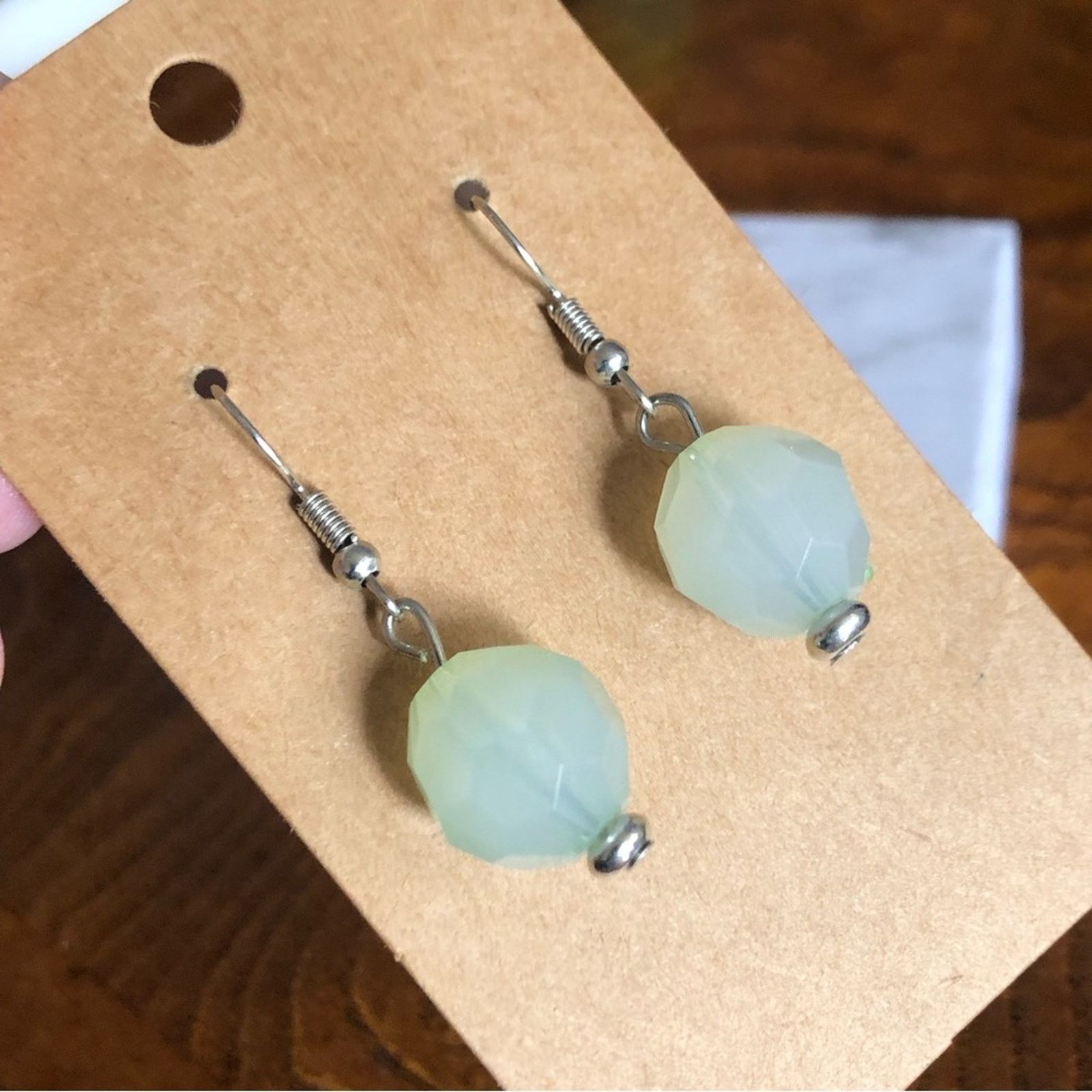 Jewelry Faceted opal tone dangle resin bead earrings Size ONE SIZE - 1 Thumbnail