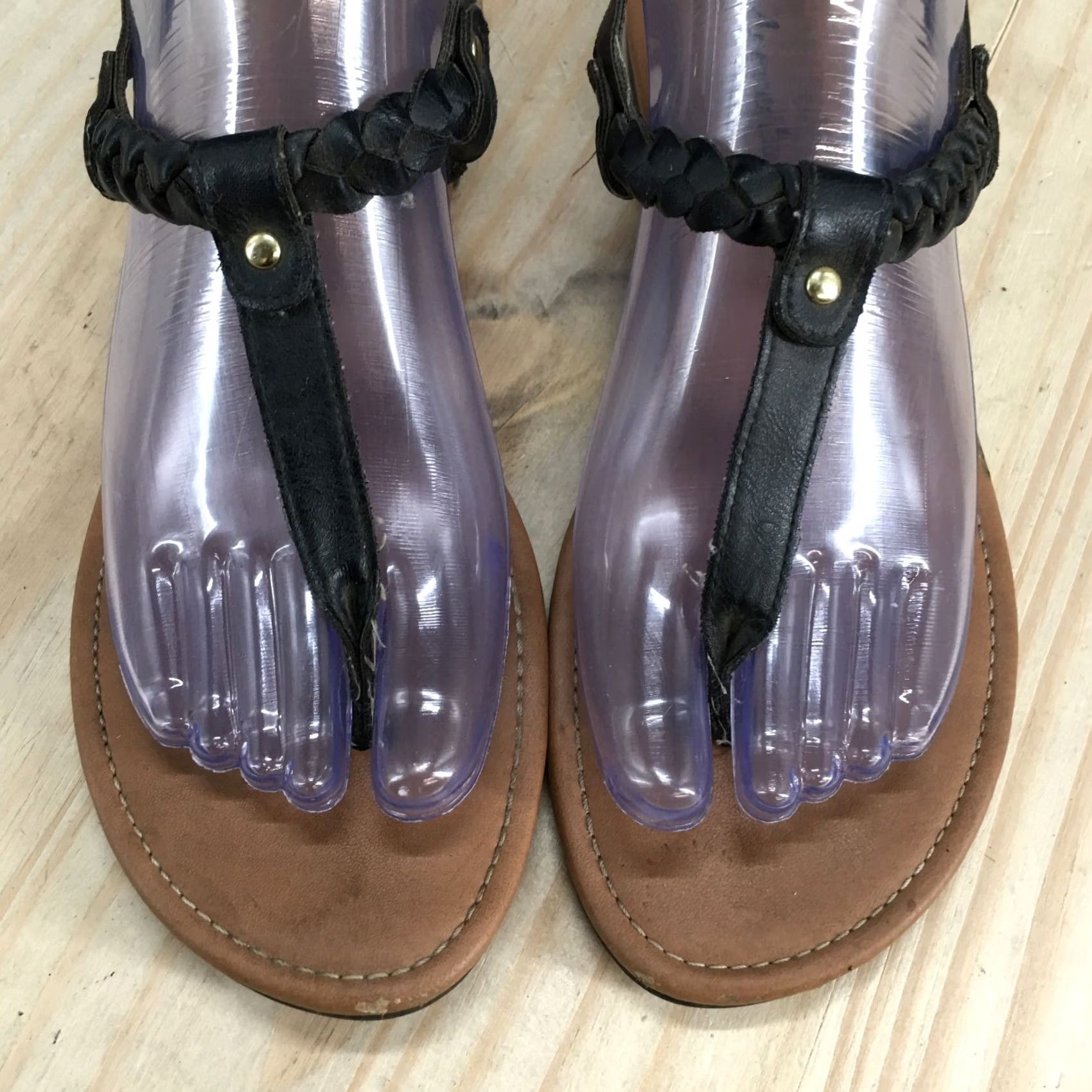 Vintage American Eagle Sandals Womens 7.5 Casual Toe Post Slingback Flats Brown Leather Size US 8 / IT 38 - 7 Thumbnail