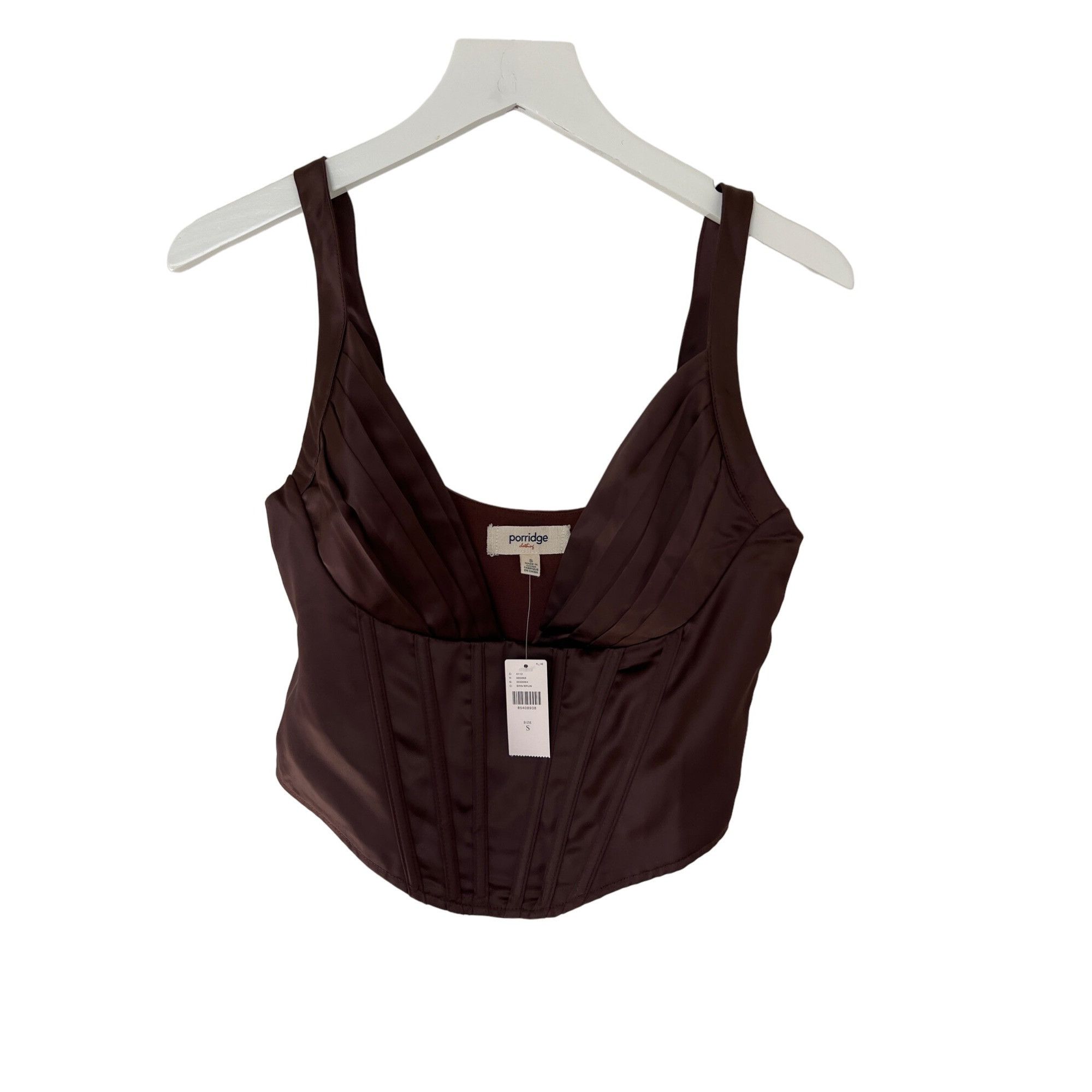 Anthropologie Porridge Brown Satin Corset Top Size S / US 4 / IT 40 - 6 Thumbnail