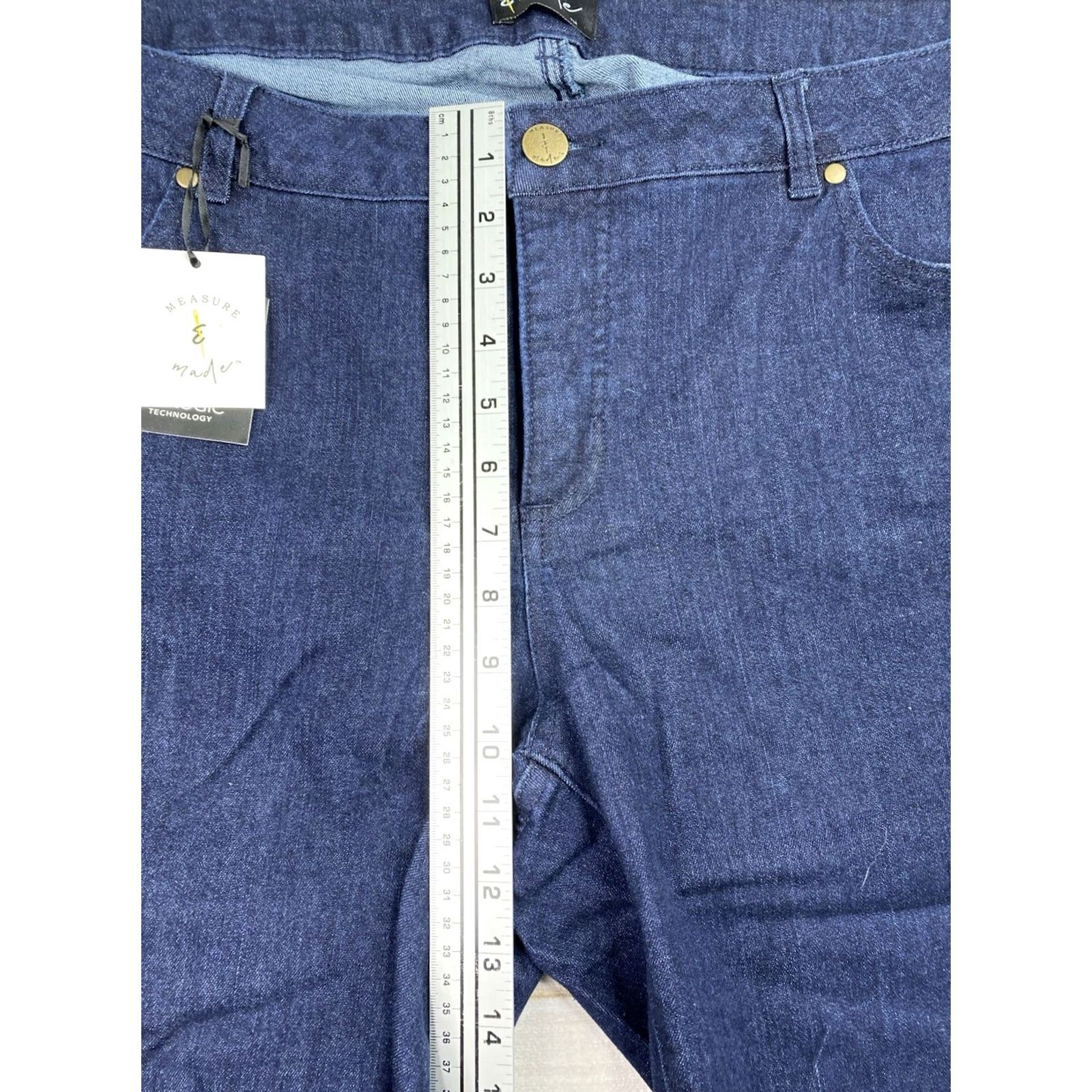 Vintage Measure & Made Jeans Sz 20 Dard Wash Denim Fitlogic Straight NWT Ladies Women's Plus Size 20 Blue Denim Straight Jeans Size 42" / US 20 - 5 Thumbnail
