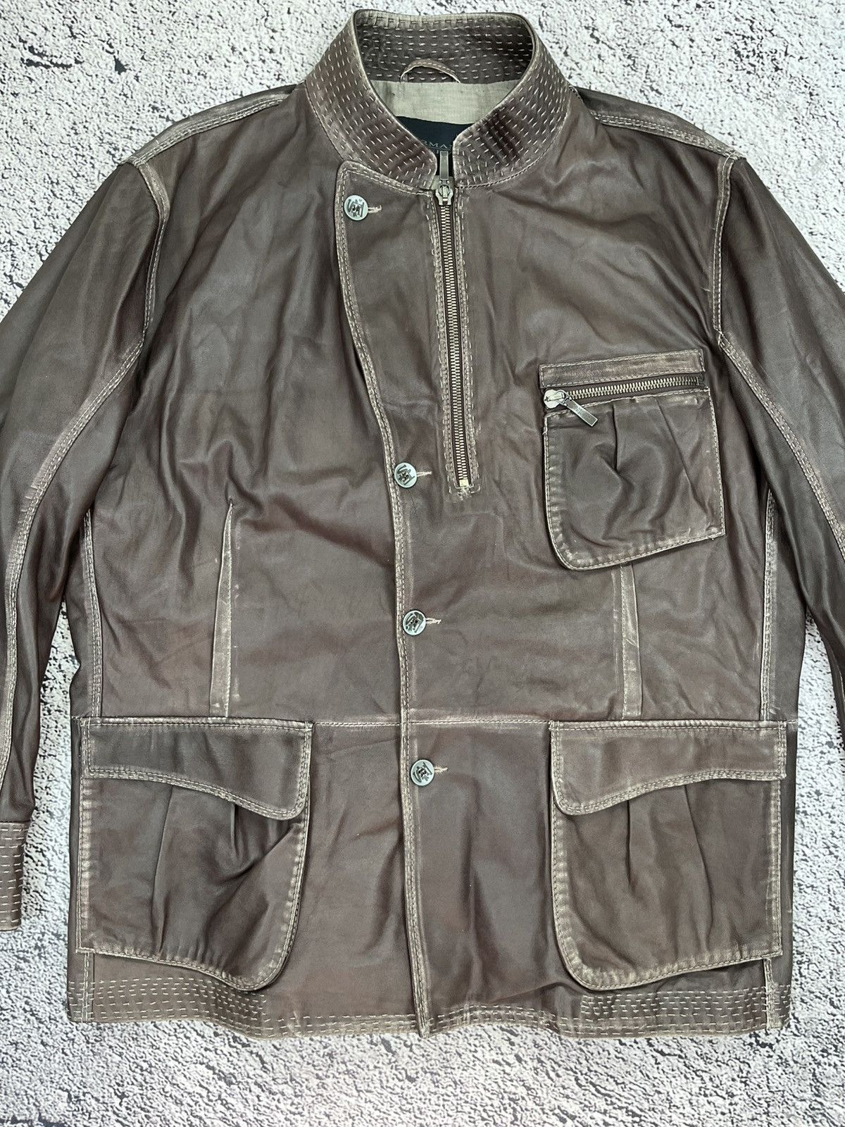 Ermanno Scervino Vintage Ermanno Scervino Leather Unisex Jacket Coat Luxury Size US L / EU 52-54 / 3 - 4 Thumbnail