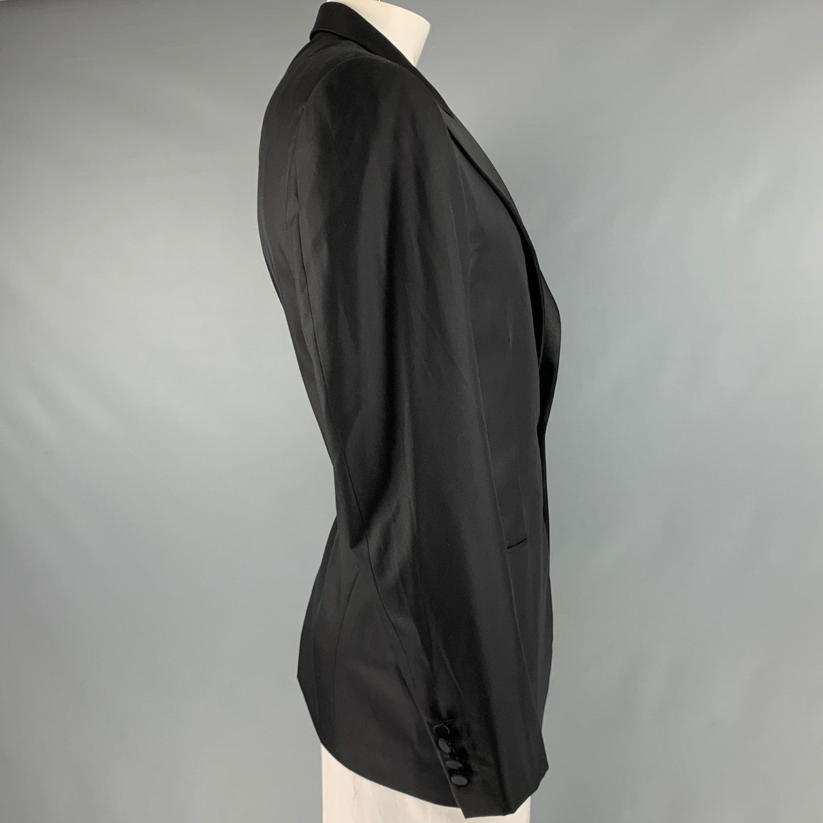 Lanvin LANVIN Size 46 Black Wool Silk Tuxedo Sport Coat Size 46R - 3 Thumbnail