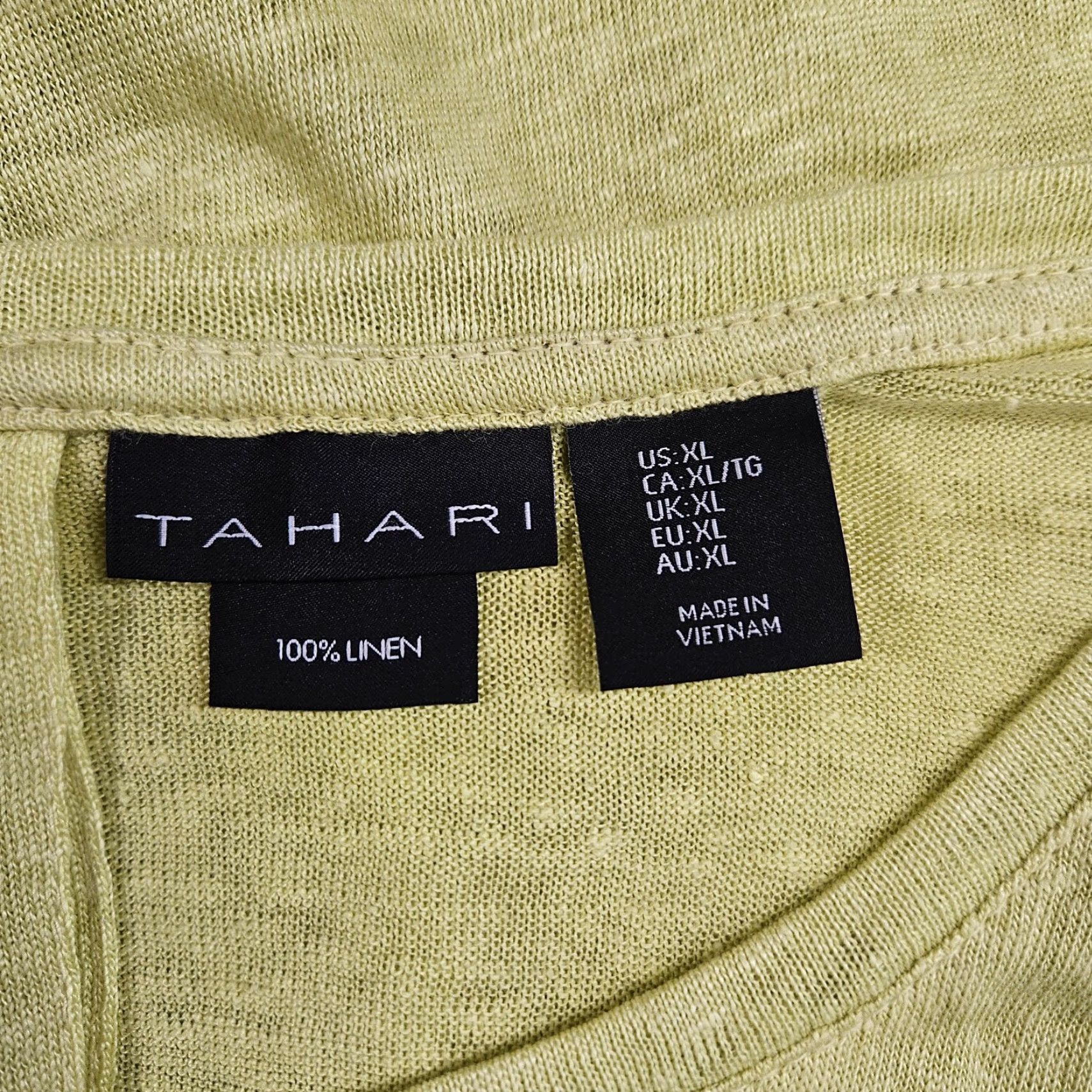 Vintage Tahari Womens Linen Top XL Yellow/Green Scoop Neck Back Button Shirt Adult XL Womens Linen Top Yellow Green Tahari Shirt Top Size XL / US 12-14 / IT 48-50 - 5 Thumbnail