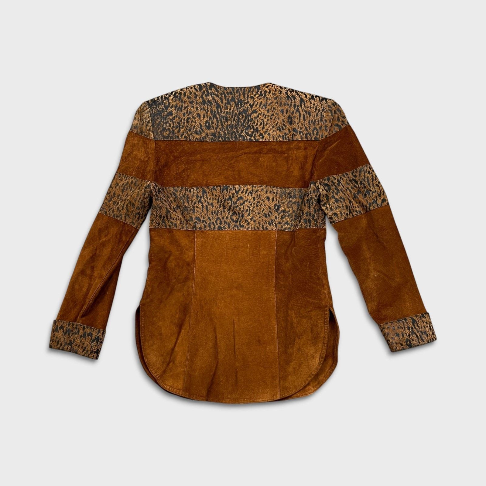 Danier × Vintage Vintage Danier Suede Patchwork Jacket Snake Leopard Print Size XS / US 0-2 / IT 36-38 - 5 Thumbnail