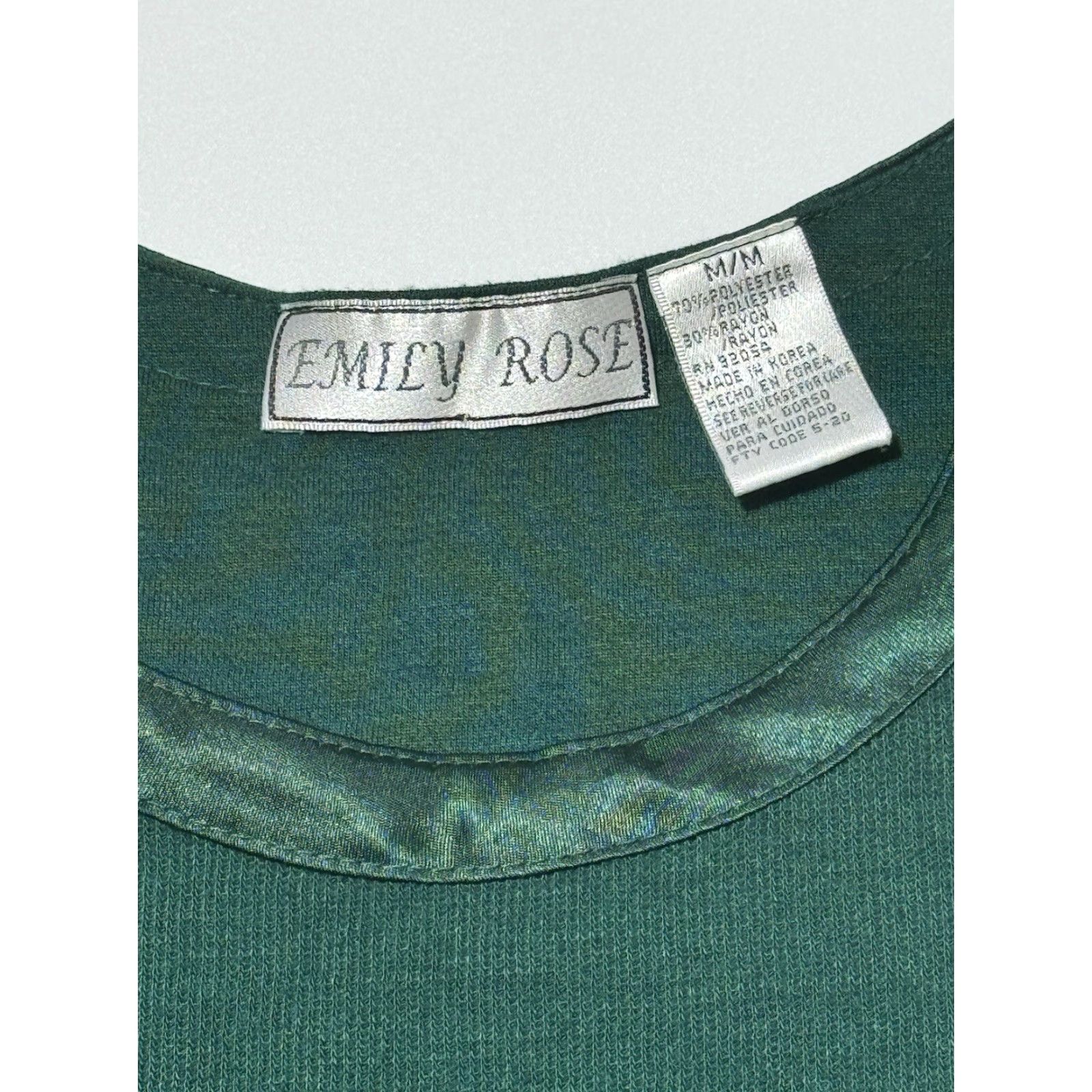 Vintage VINTAGE Emily Rose T-Shirt Shirt Women M Green Satin Neck 80s 90s Christmas Holiday Whimsigoth Retro Korea Ribbed Size M / US 6-8 / IT 42-44 - 5 Thumbnail
