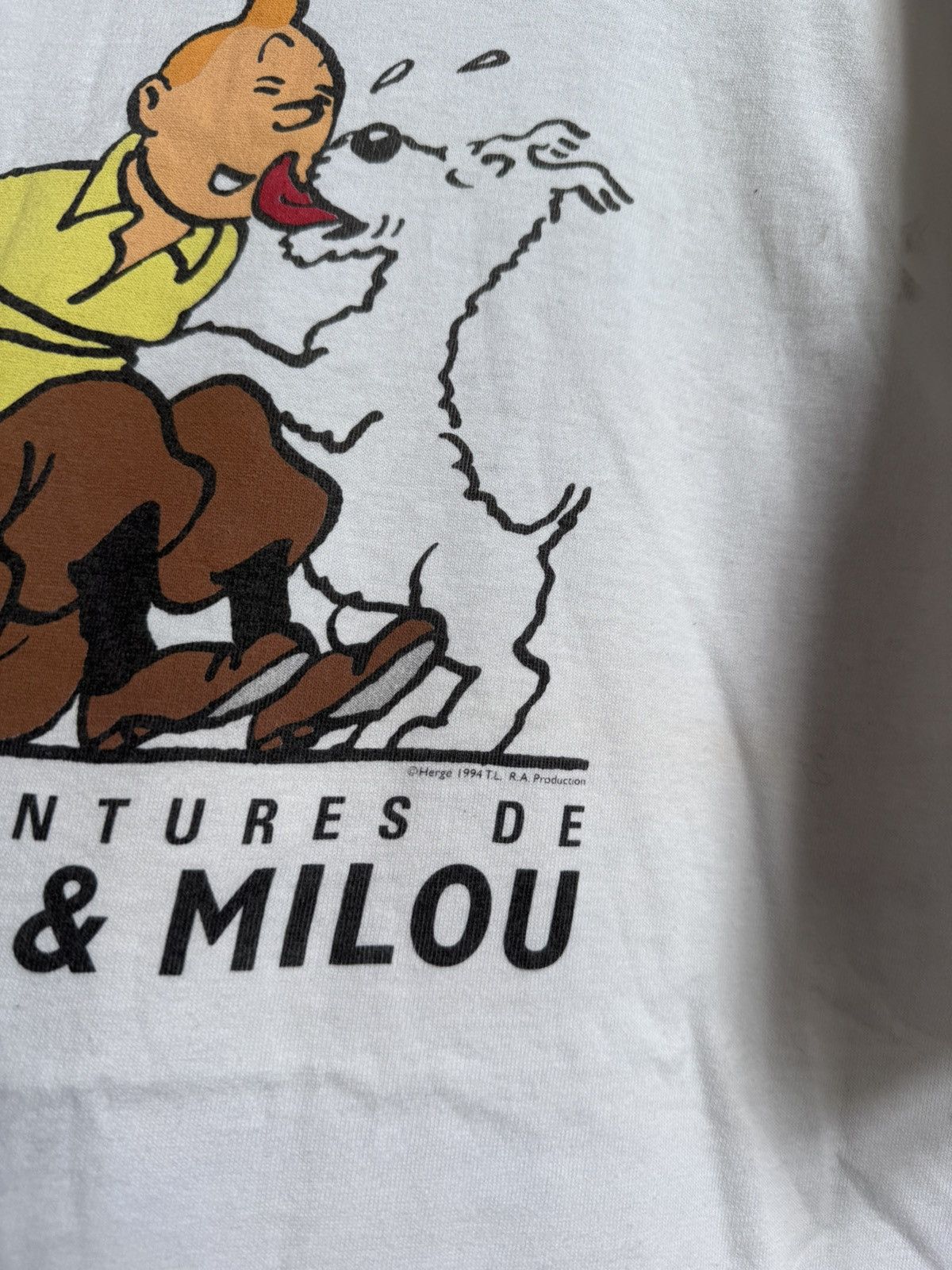 Vintage Vintage 1994 TINTIN & Milou Cartoon Movie Promo Shirt Size US XL / EU 56 / 4 - 8 Thumbnail