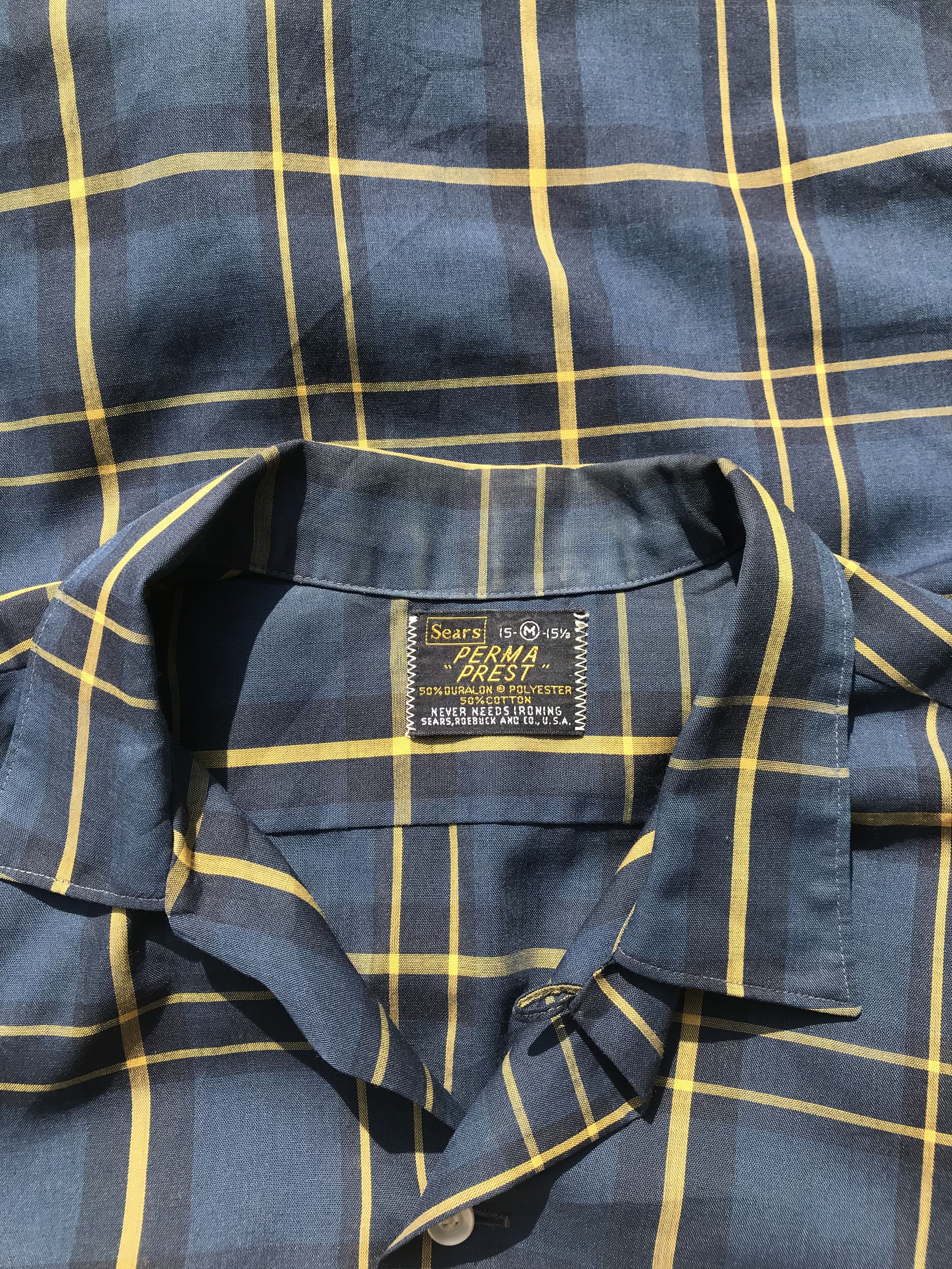 Sears × Vintage Vintage Sears Usa Perma-Prest Windowpane Shirt never need Size US M / EU 48-50 / 2 - 12 Thumbnail