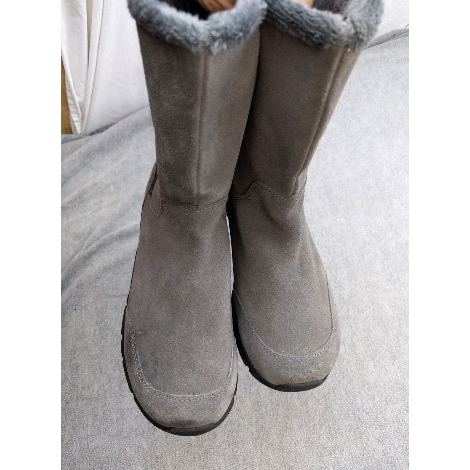 Lands' End Lands' End Snow Boots Womens 8 Gray Suede Mid Calf Faux Fur Zip Winter Boots Womens US 8D Size US 8 / IT 38 - 4 Thumbnail