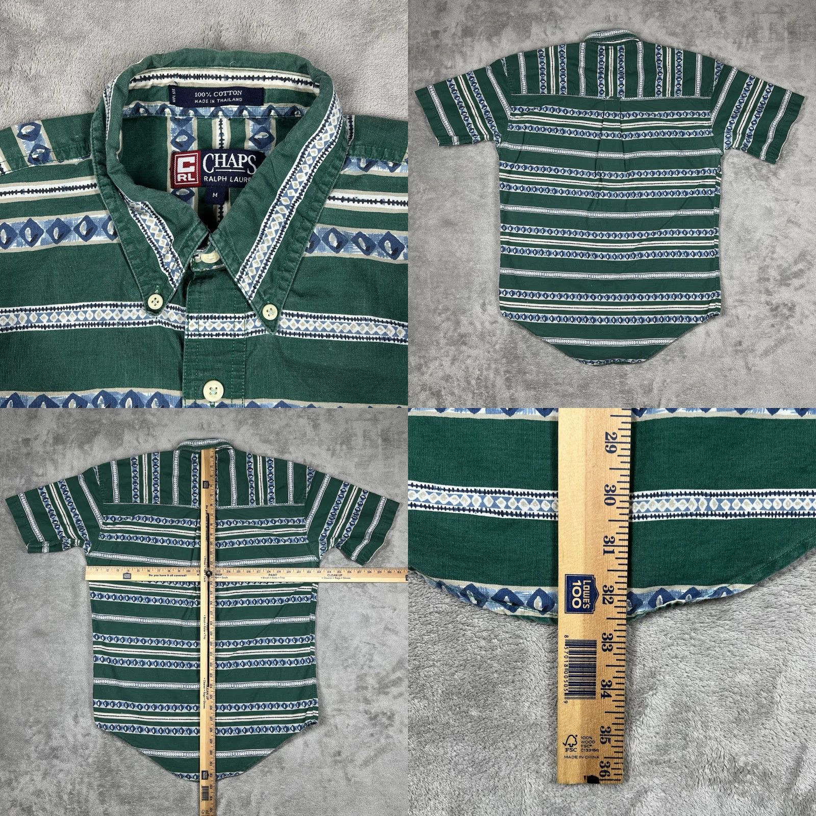 Chaps VINTAGE Chaps Ralph Lauren Button-Up Shirt Men’s M Green Striped Casual, Workwear, 90s, Preppy, Retro Mens Size US M / EU 48-50 / 2 - 8 Thumbnail
