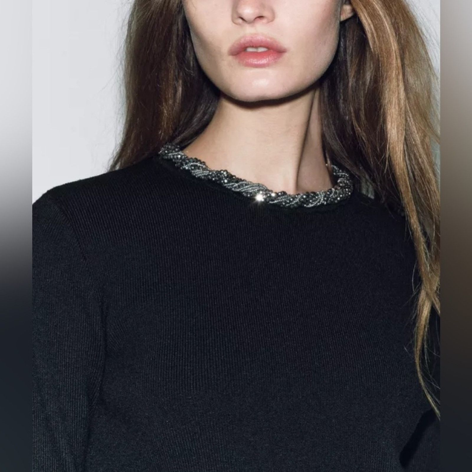 Zara Nwt-Zara- JEWEL NECK KNIT SWEATER-M Size M / US 6-8 / IT 42-44 - 1 Thumbnail