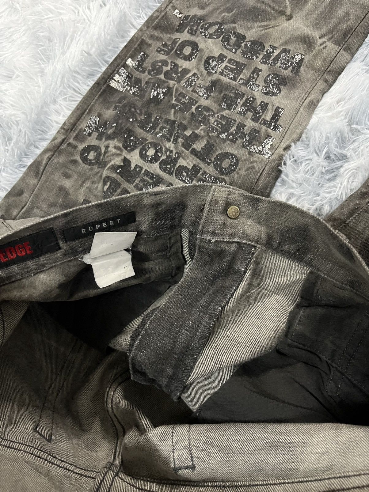 Tornado Mart Rare🔥Edge Rupert Typography Flared Jeans Size US 33 - 10 Thumbnail