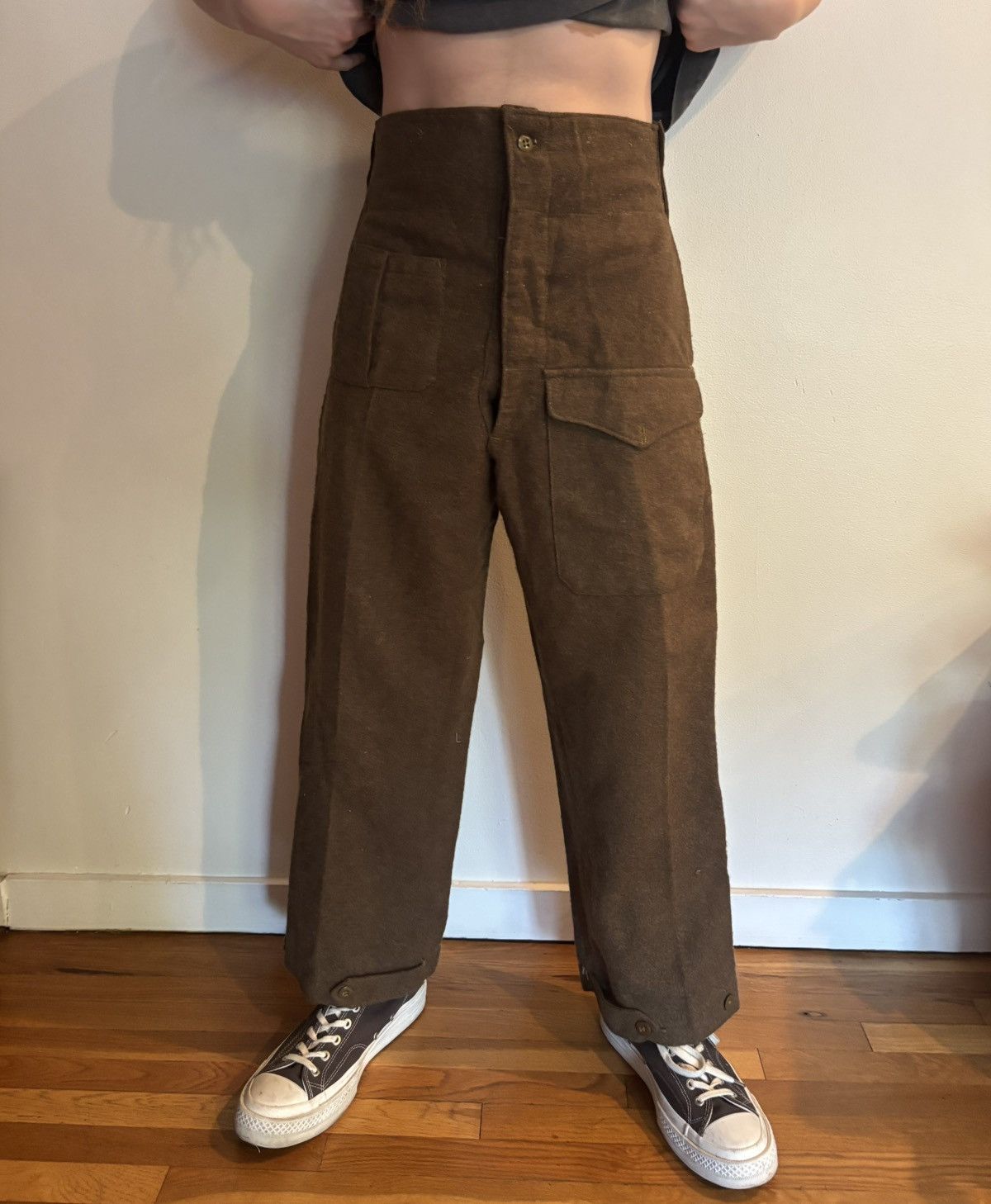 Other 1950s Military Wool Pants Size 30x29 High Waisted and Baggy! Size US 30 / EU 46 - 1 Thumbnail