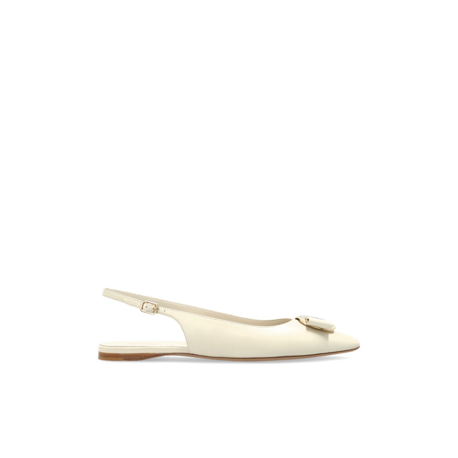 FERRAGAMO Zelmy Beige Leather Ballerina Flats New & Authenti