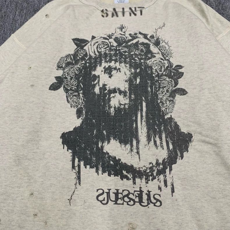 Saint Michael Saint Michael Grey rose Jesus hoodie Size US L / EU 52-54 / 3 - 8 Thumbnail