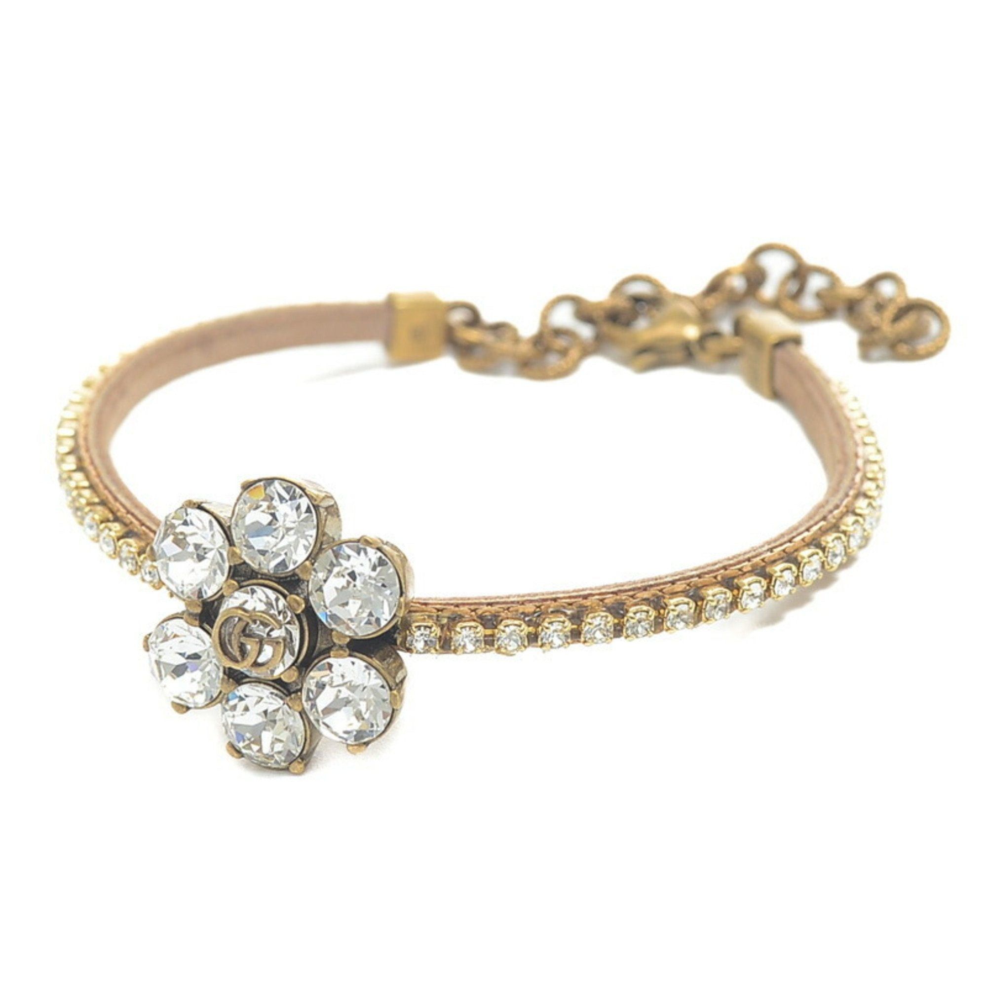 image of Gucci Crystal Double G Bracelet Gold 651557, Women's