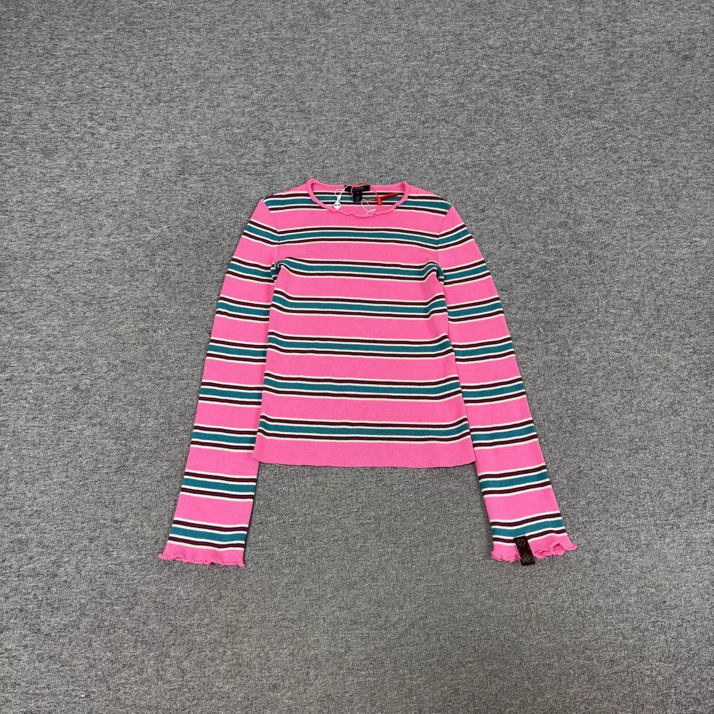 Louis Vuitton LV pink stripe bell sleeves short knit top M Size M / US 6-8 / IT 42-44 - 1 Thumbnail