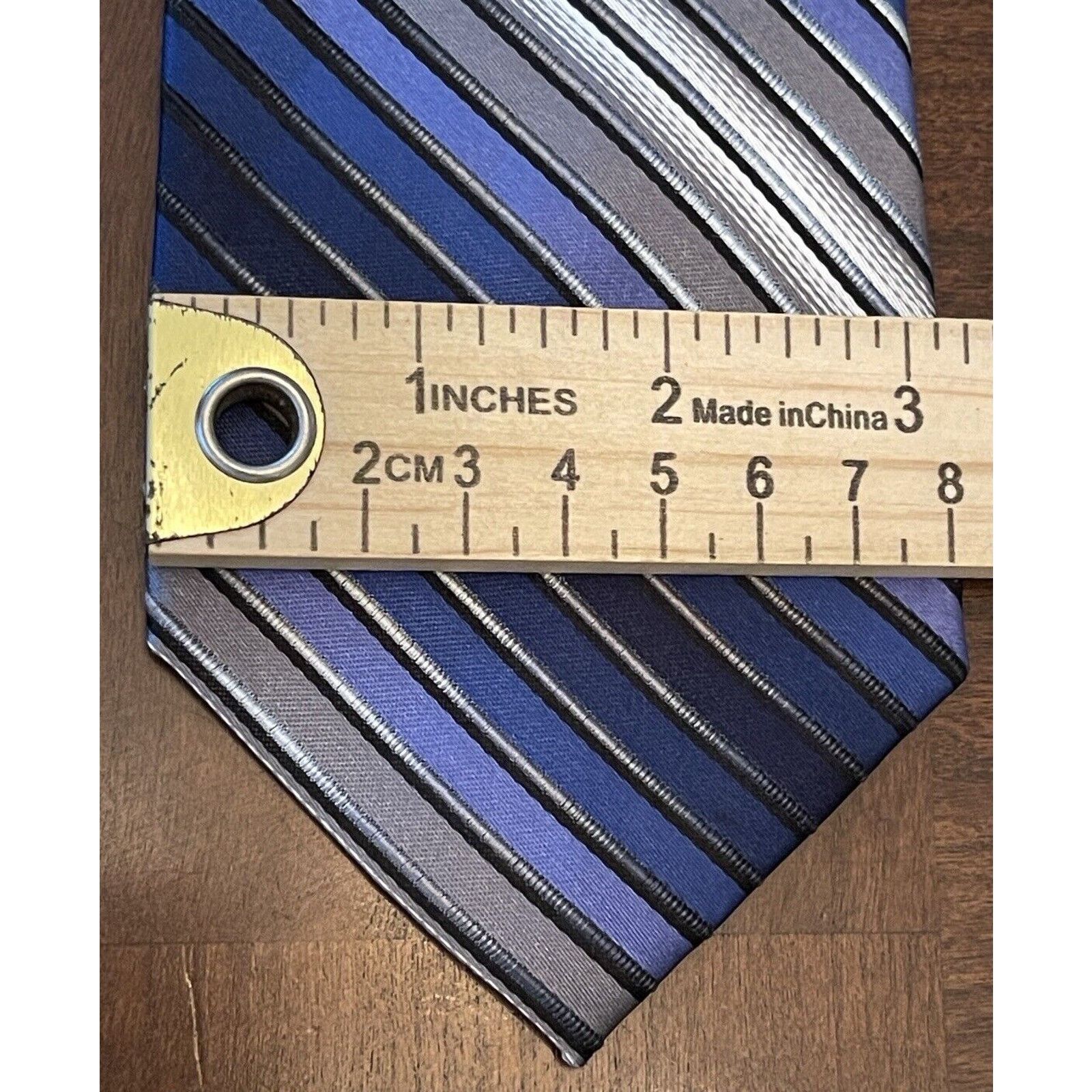Van Heusen Van Heusen Blue Gray Black 100% Silk Made In China Size ONE SIZE - 4 Thumbnail