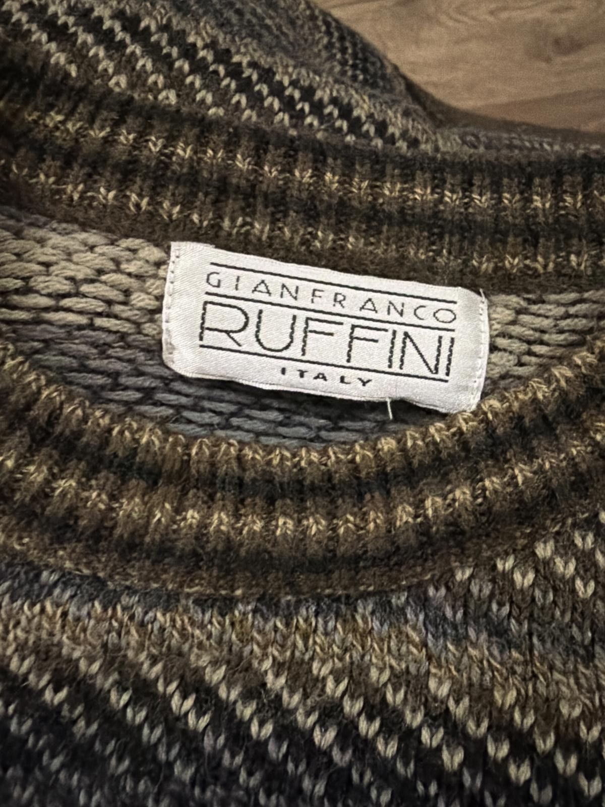 Other Vintage 90s Gianfranco Ruffini Italy Striped Knit Sweater Size US L / EU 52-54 / 3 - 2 Thumbnail