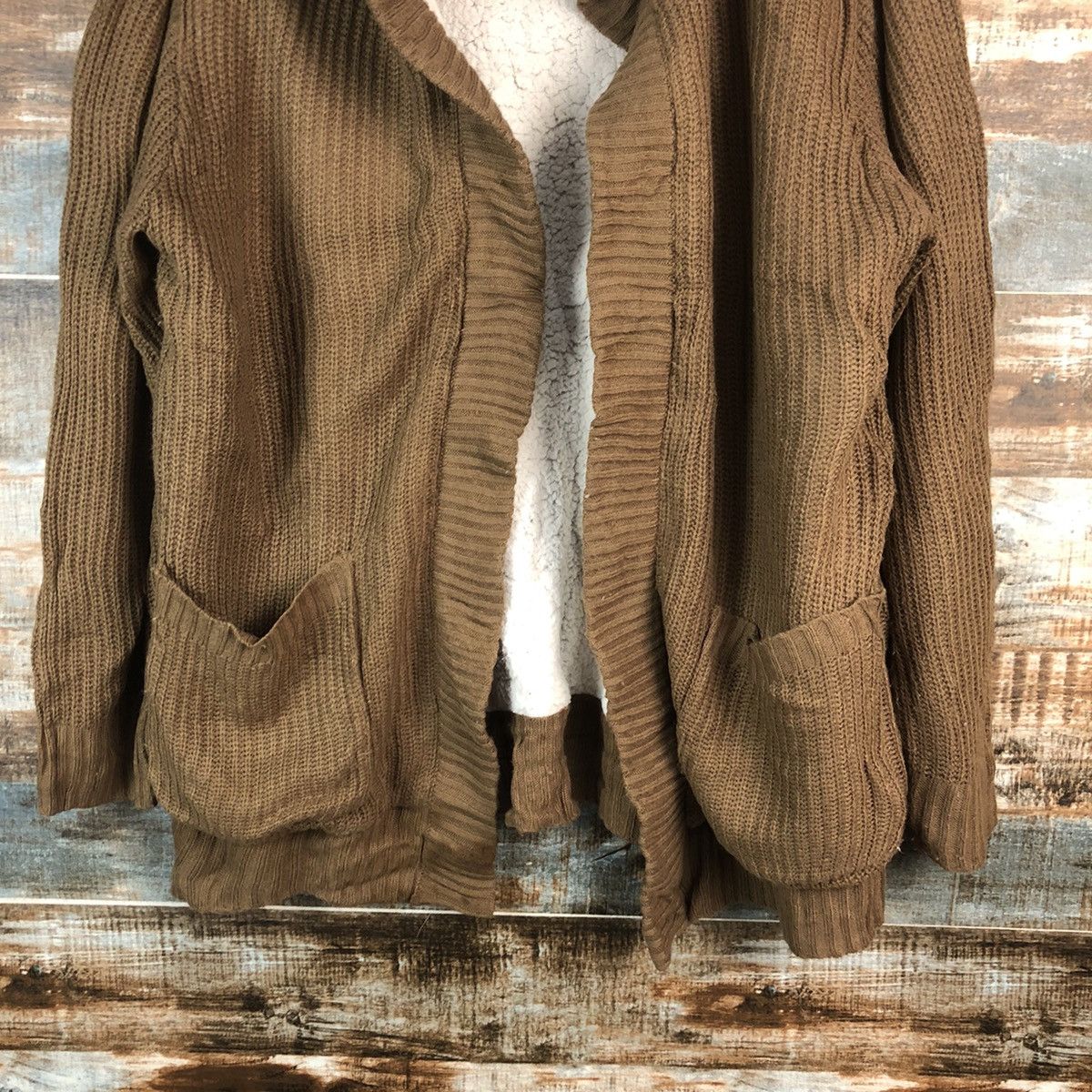 Homespun Knitwear Sugar Spoon Brown vintage japan Cardigan Hoodie #A2352 Size US L / EU 52-54 / 3 - 6 Thumbnail