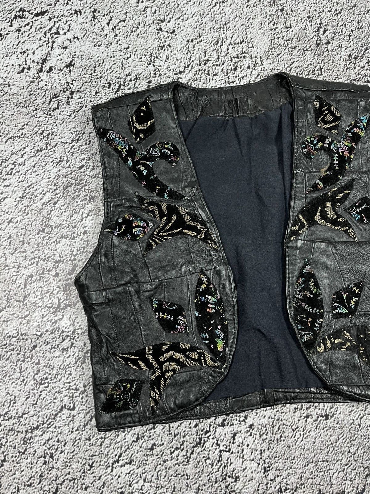 Leather Vintage 80s Leather biker motorcycle vest jacket grunge Size S / US 4 / IT 40 - 2 Thumbnail
