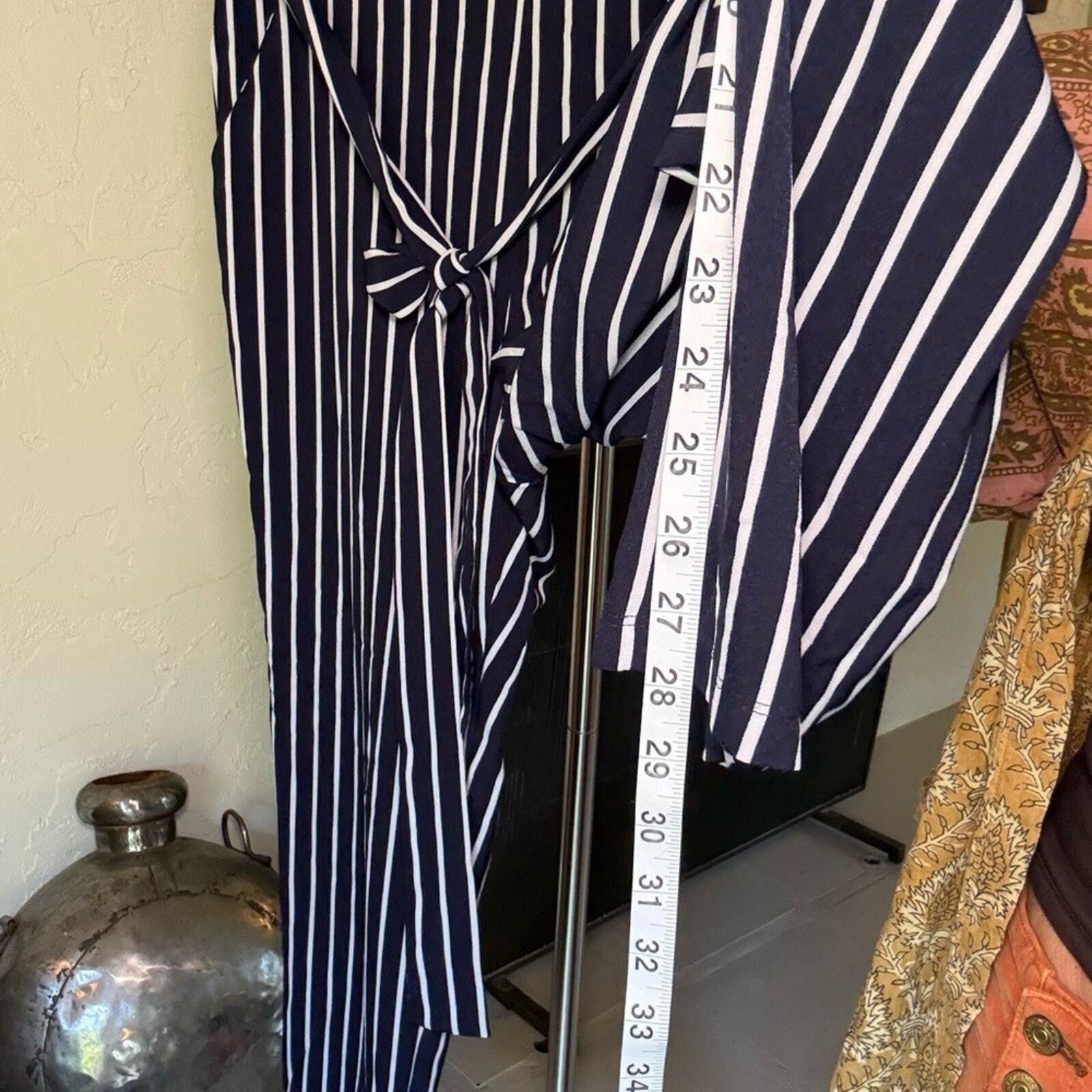 Other Mosaic & Co Black White Striped Tie Waist Pants High Rise L Size 36" / US 14 / IT 50 - 11 Thumbnail