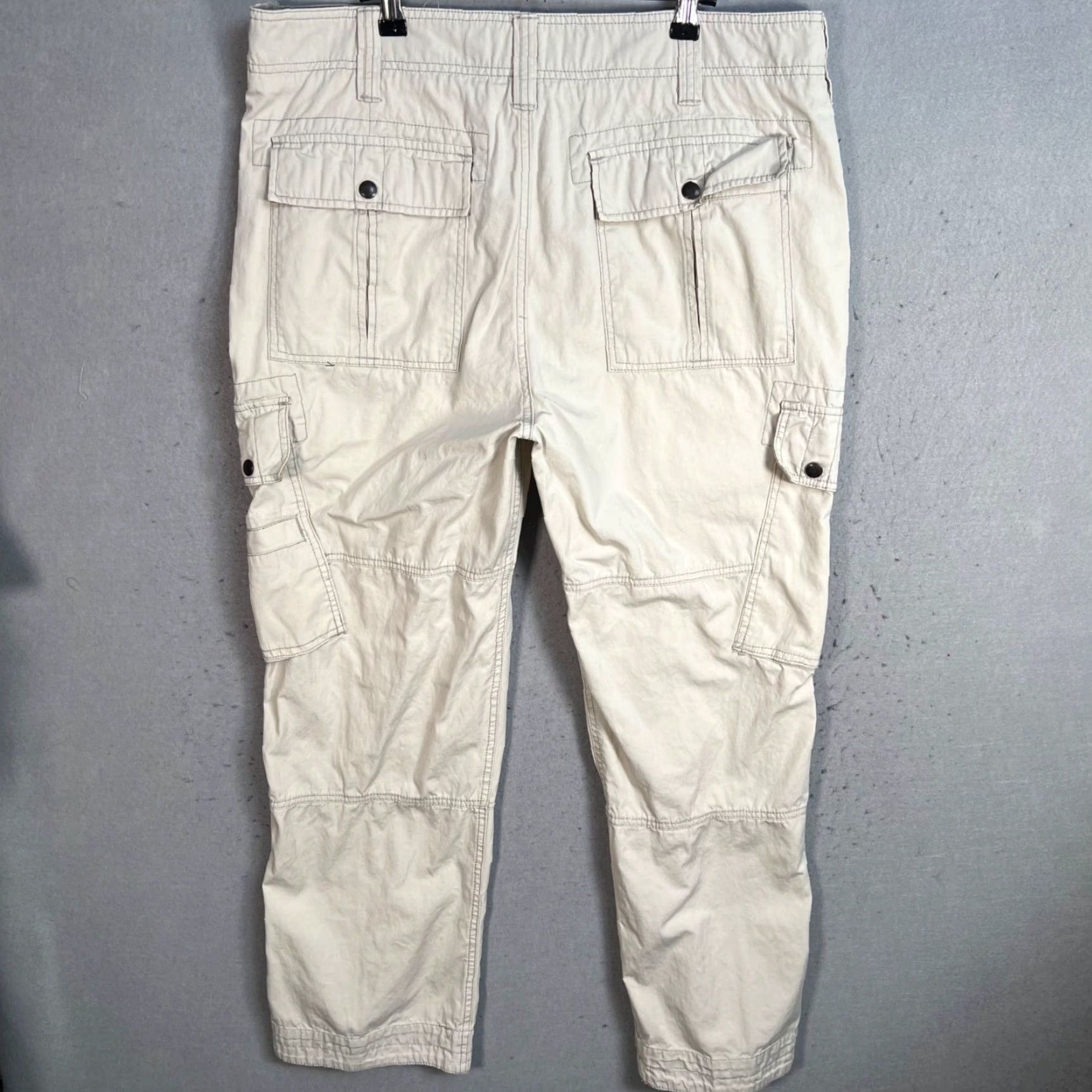 Vintage Wearfirst Mens Beige Cargo Pants 36x30 Straight Fit Y2K Baggy Skater Grunge Size US 36 / EU 52 - 2 Thumbnail