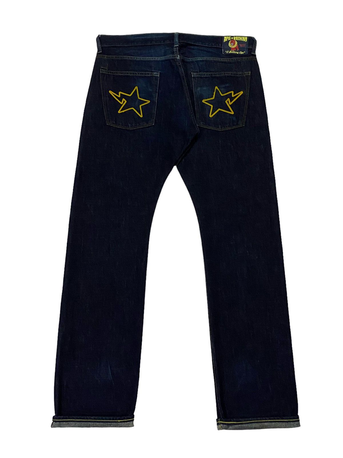 Bape Bapesta Embroidery Logo Denim Pants Size US 35 - 1 Thumbnail
