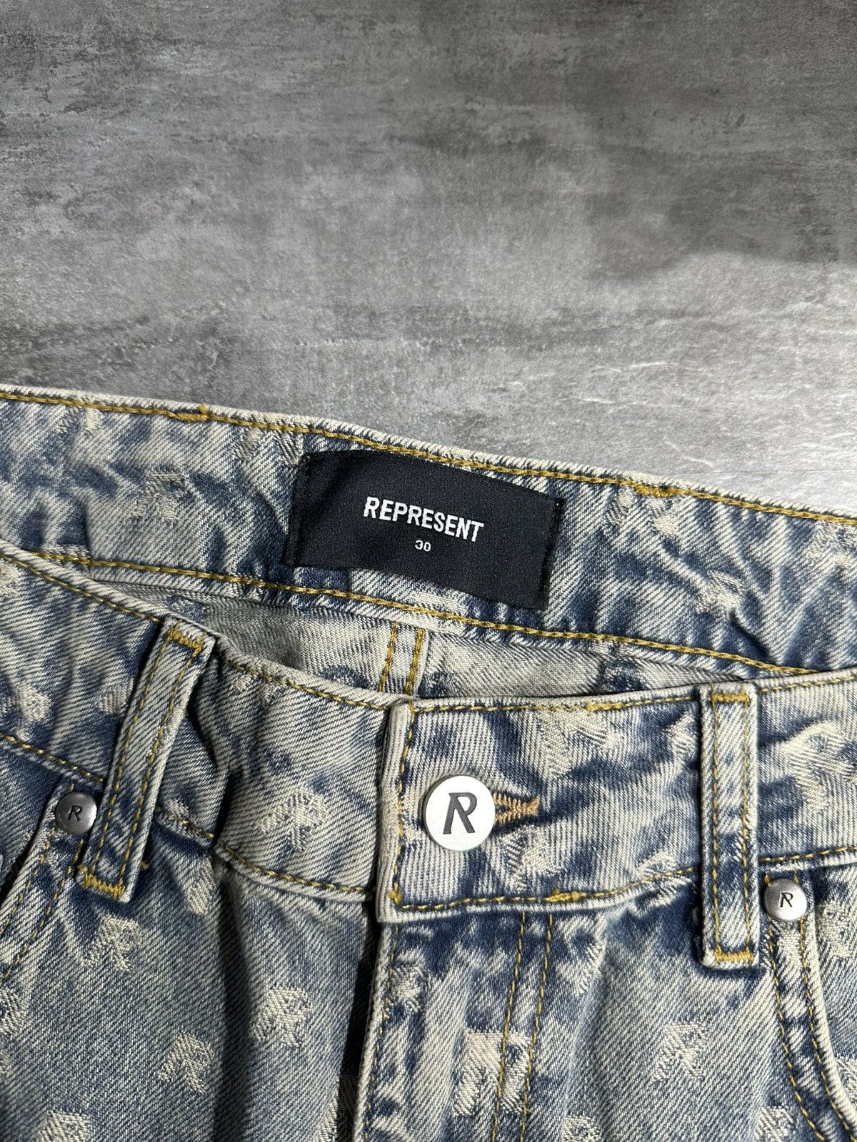Represent Clo. Represent R3 Monogram Baggy Denim - Stone Wash Size US 30 / EU 46 - 3 Thumbnail