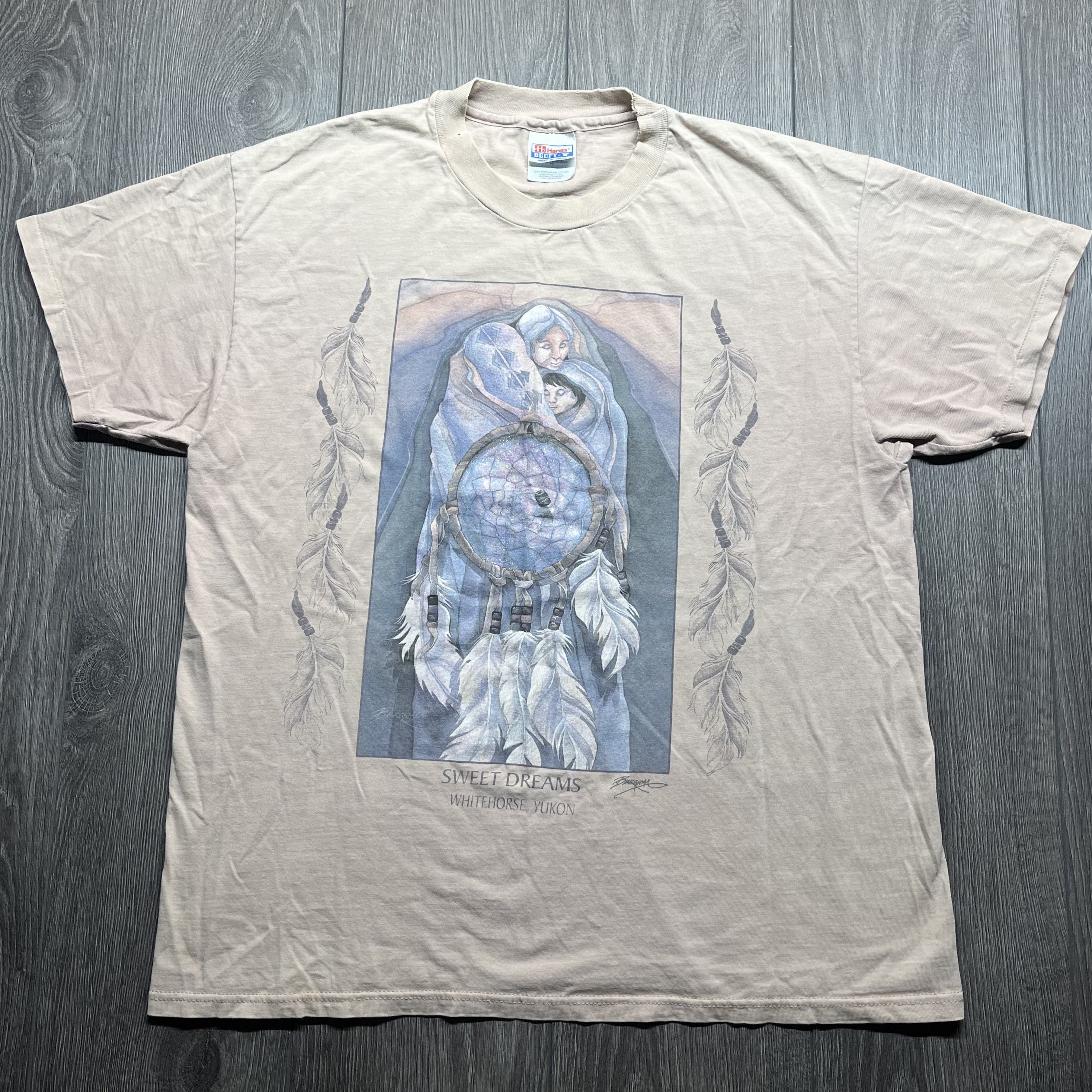 Vintage Vintage Native American Art 1990s Single Stitch T Shirt Size US XL / EU 56 / 4 - 1 Thumbnail