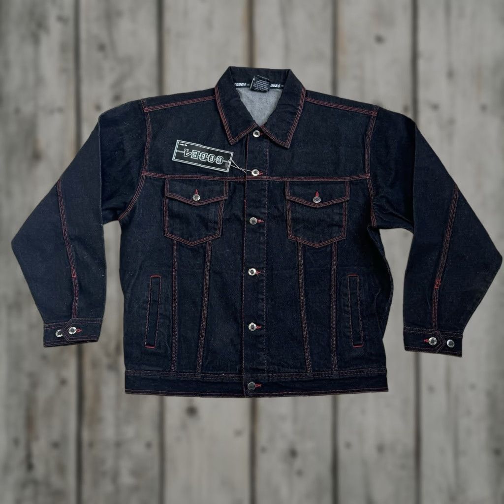 Fubu VINTAGE 90s Y2K Chubiggie Denim Jacket Hip Hop Fubu Southpole Style Size L NWT Jacket Mens Black Denim Trucker Mid-Length Size US L / EU 52-54 / 3 - 1 Thumbnail