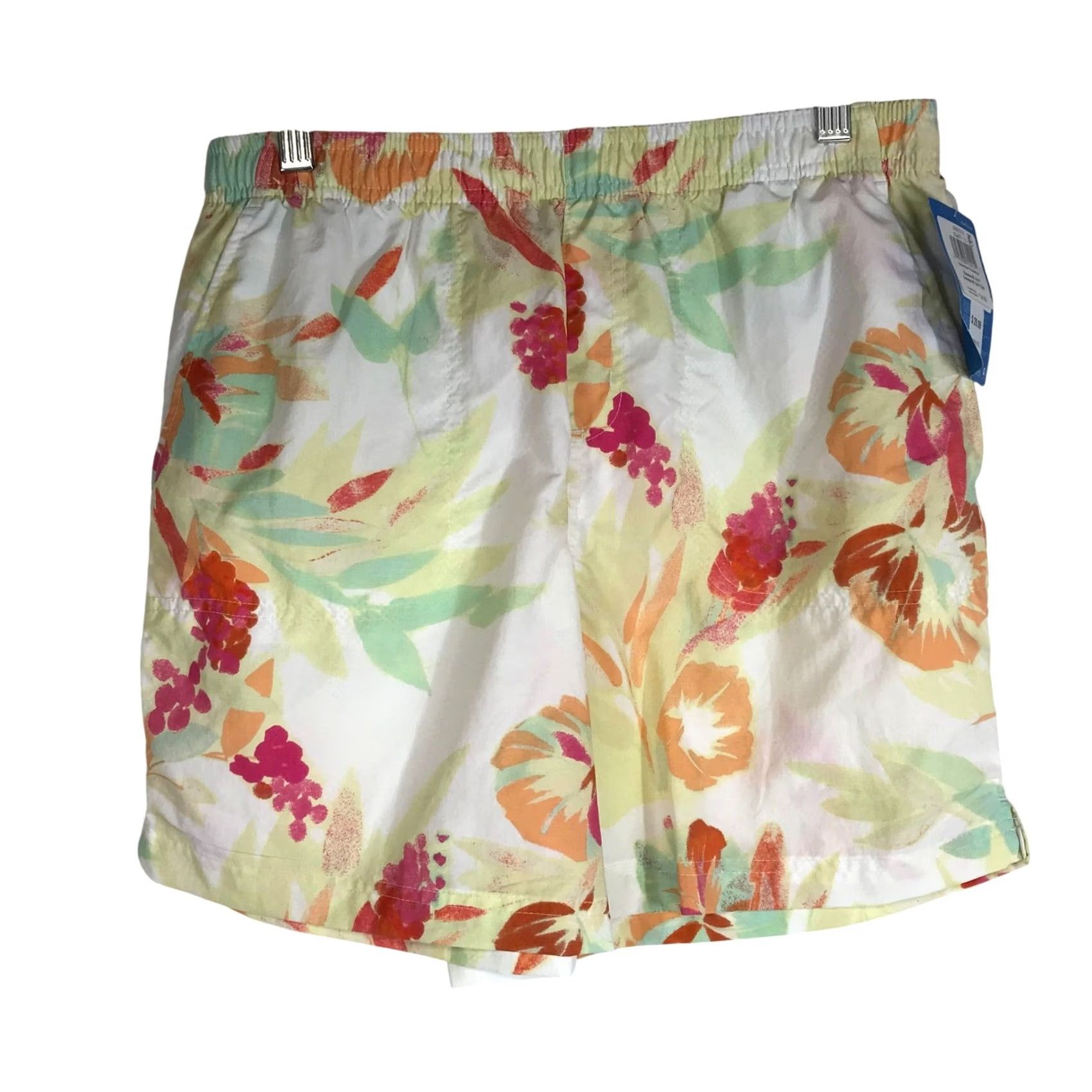 Vintage Columbia Women's Shorts Floral Print Drawstring Regular Fit Size M White Size 32" / US 10 / IT 46 - 2 Thumbnail