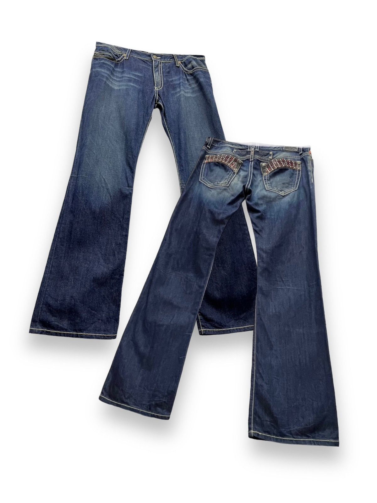 Robins Jeans × Vintage ROBIN’S JEANS Faux Gemstone Studded Flare Jeans Made In USA Size US 37 - 2 Thumbnail