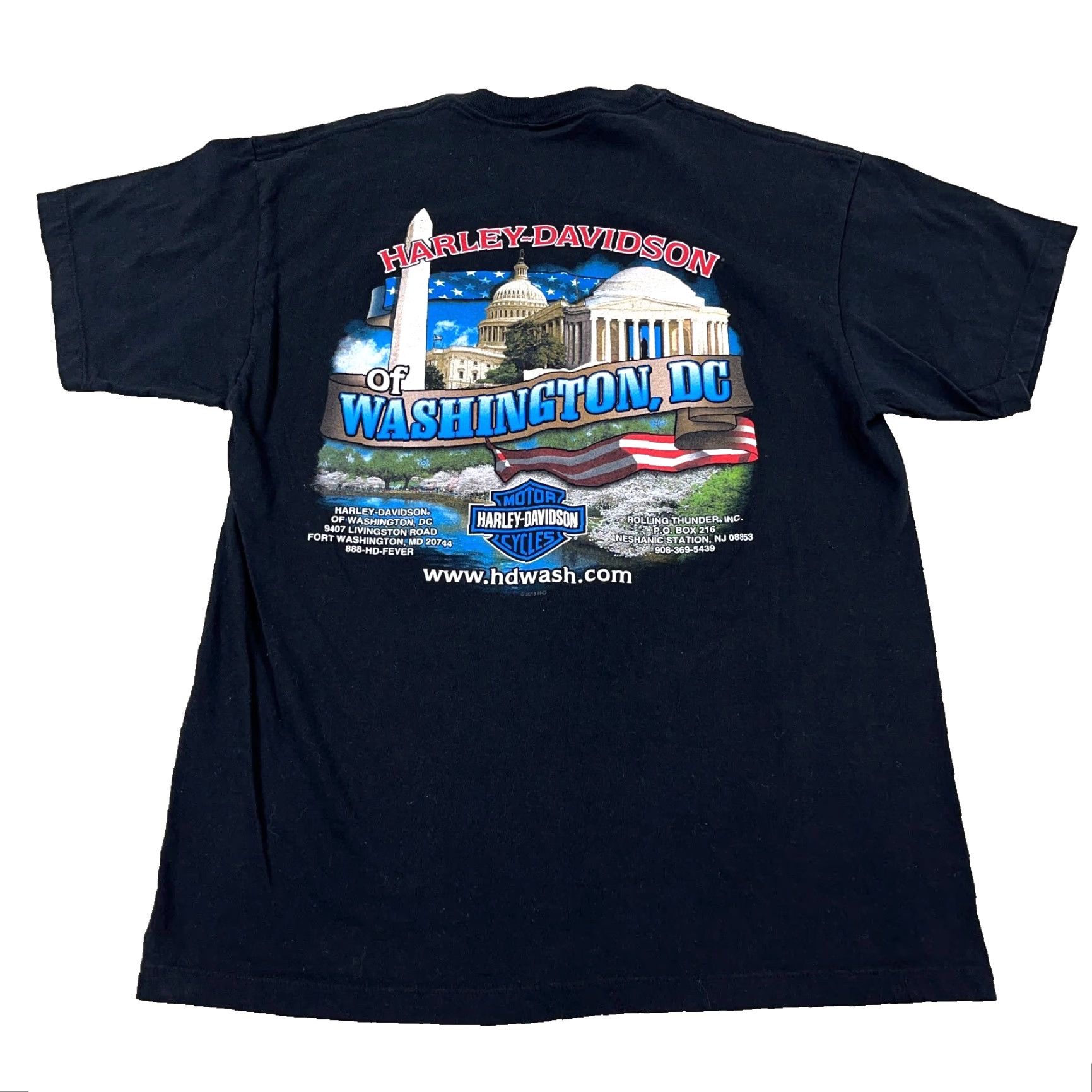 Harley Davidson Harley-Davidson Black T-Shirt Men Large Rolling Thunder Ride for Freedom Biker 80s Retro Motorcycle Logo Size US L / EU 52-54 / 3 - 2 Thumbnail