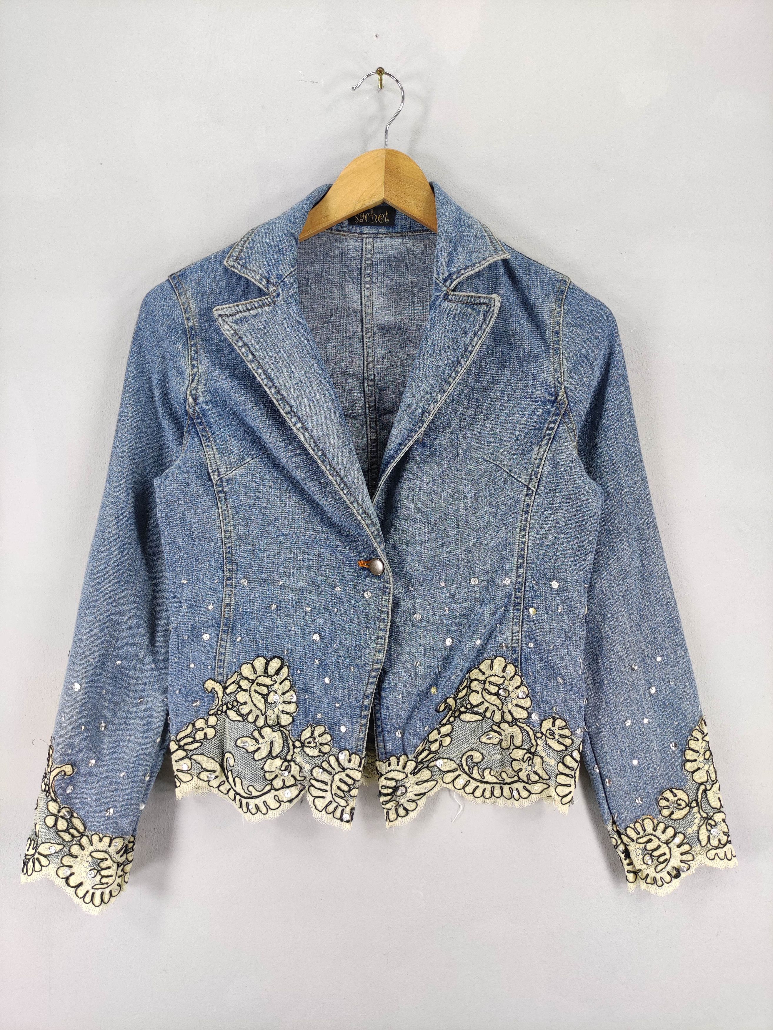 Japanese Brand Vintage Sachet Denim Cardigan Jacket Size XXS / US 00 / IT 34 - 1 Thumbnail