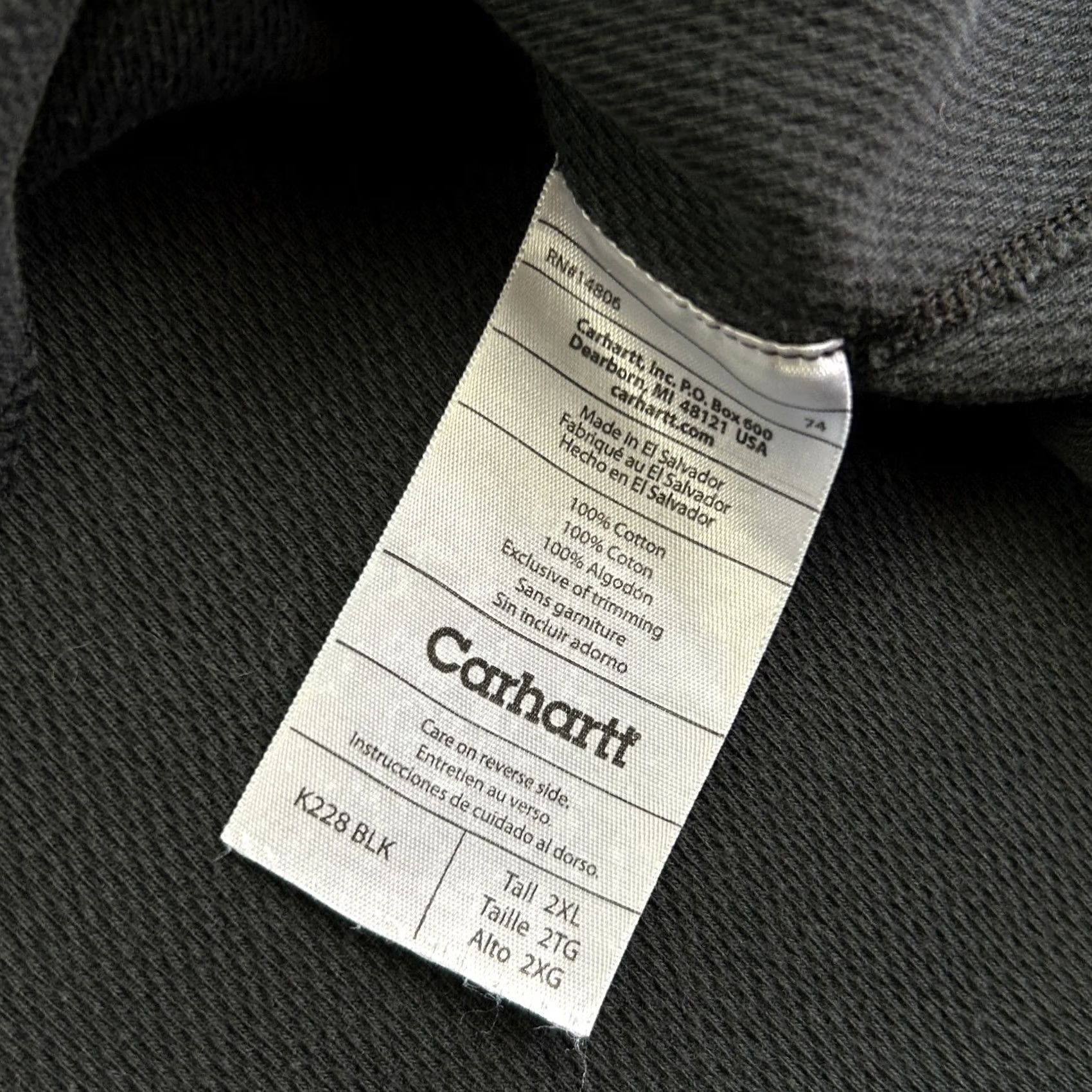 Carhartt VINTAGE Carhartt Mens Thermal Shirt 2XL Tall Long Sleeve Heavyweight Cotton Black K228 Size US XXL / EU 58 / 5 - 5 Thumbnail