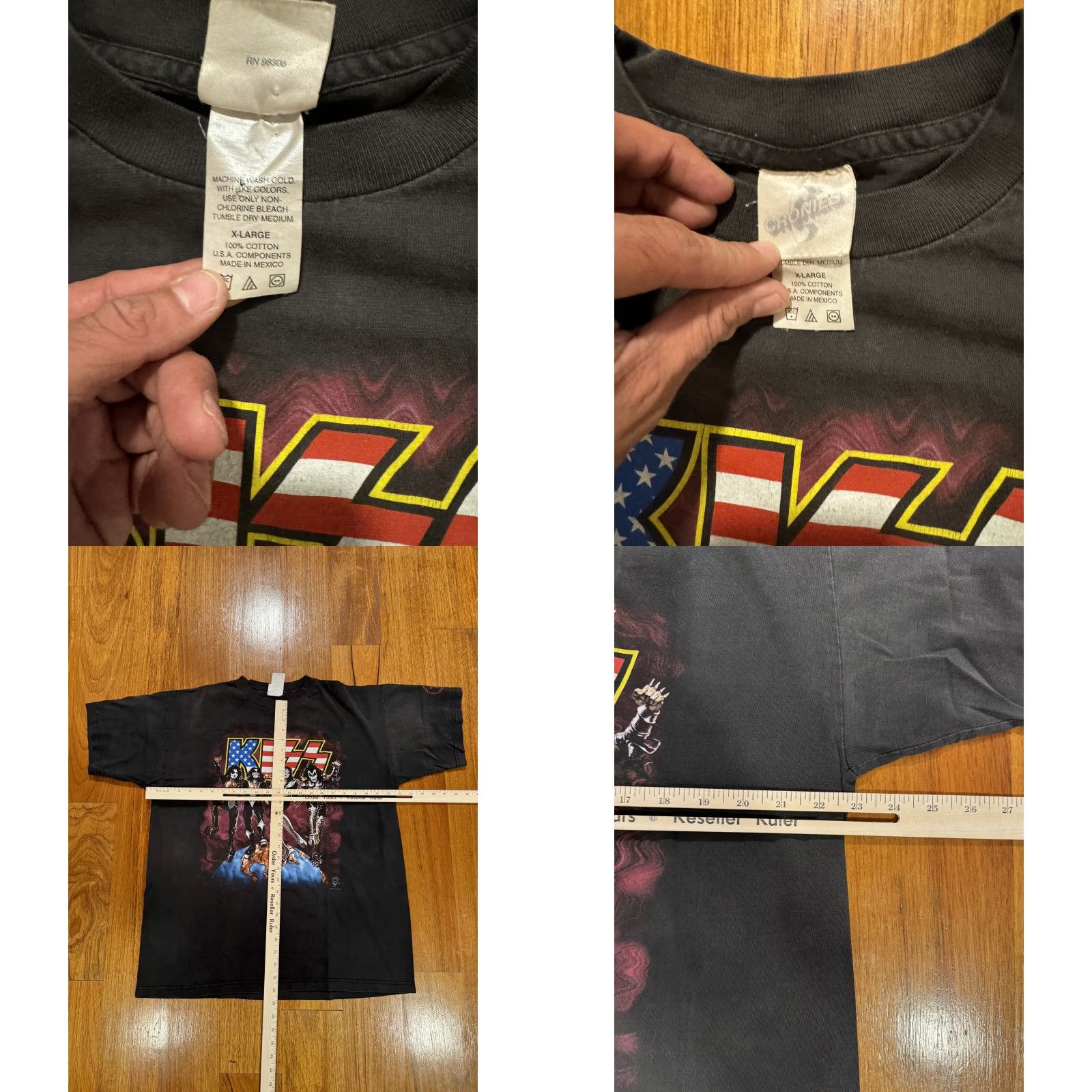 Vintage VINTAGE KISS T-SHIRT ALIVE WORLDWIDE LIMITED EDITION BLACK XL Cronies Men Short Sleeve Knit 100% Cotton Round Neck 1996 70s 80s 90s Band Rock Size US XL / EU 56 / 4 - 8 Thumbnail
