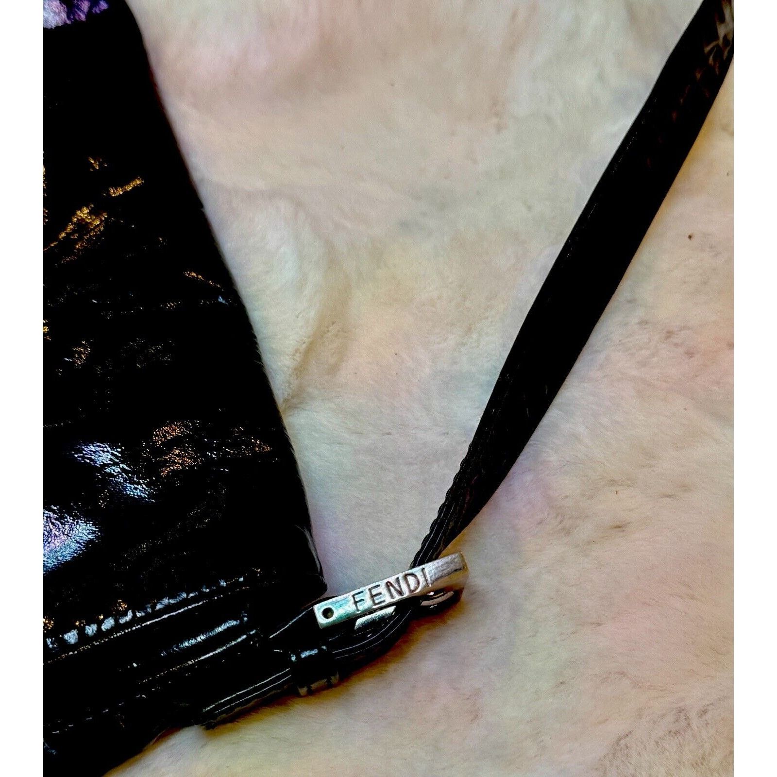 Fendi Vintage Rare Black Patent Leather FENDI BAGUETTE Handbag Size ONE SIZE - 5 Thumbnail