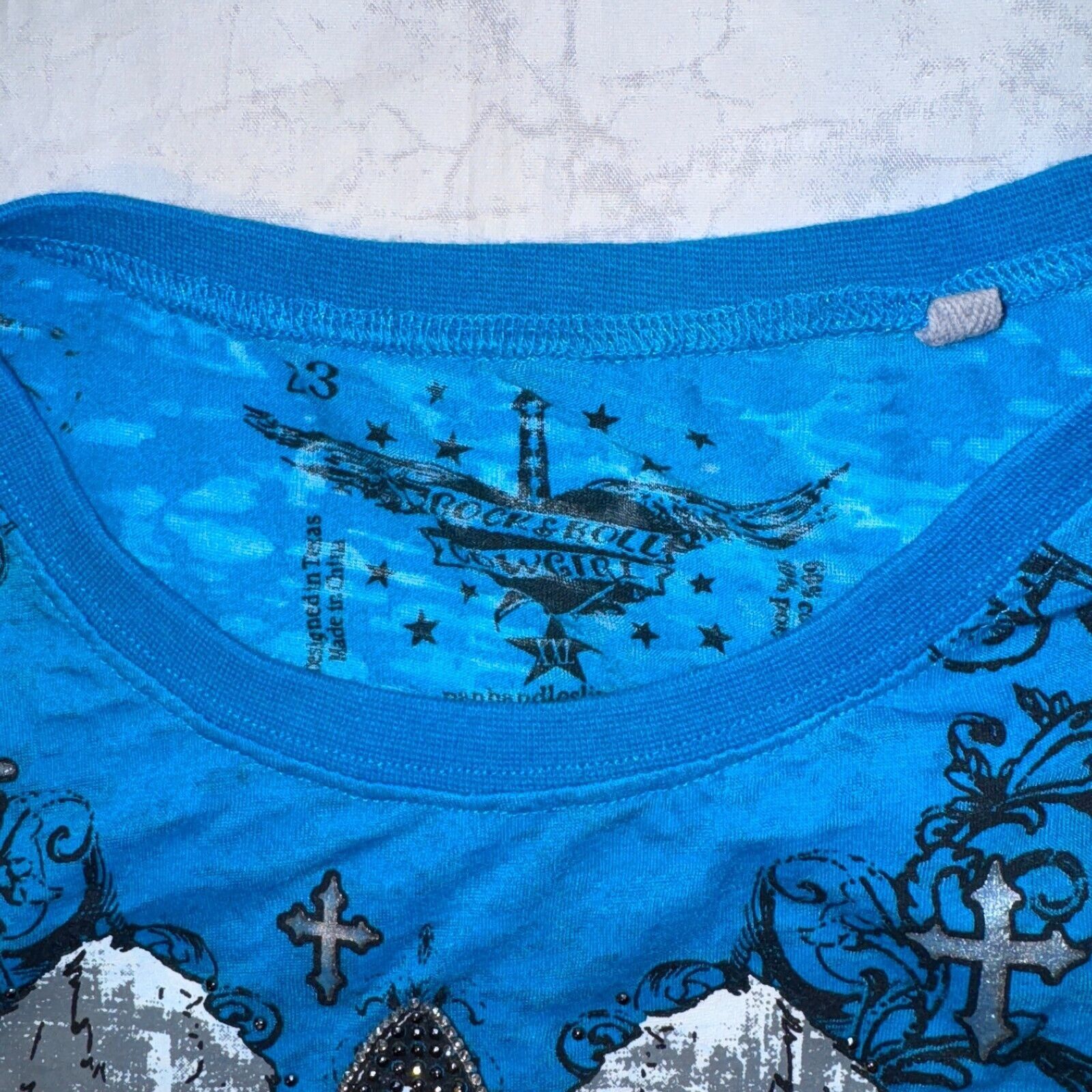 Affliction Rock & Roll Cowgirl Y2K TShirt Teal Womens XXL Affliction S Size US XXL / EU 58 / 5 - 2 Thumbnail
