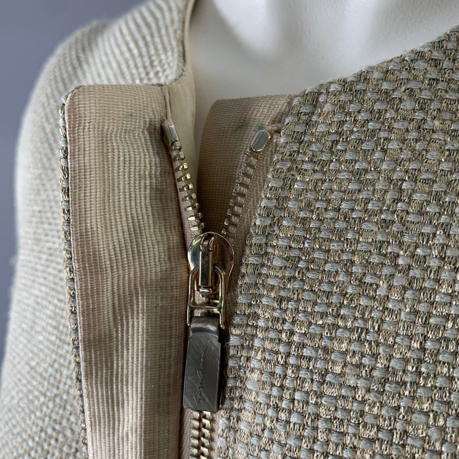 Giorgio Armani GIORGIO ARMANI Grey Gold Polyester Collarless Zip Jacket Size S / US 4 / IT 40 - 5 Thumbnail