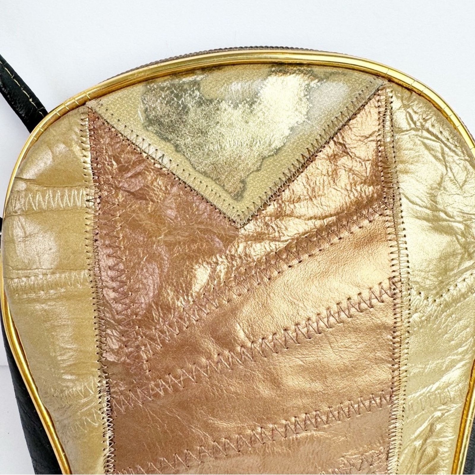 Vintage Vintage Gold Bronze Metallic Patchwork Mini Crossbody 5x8 Size ONE SIZE - 6 Thumbnail