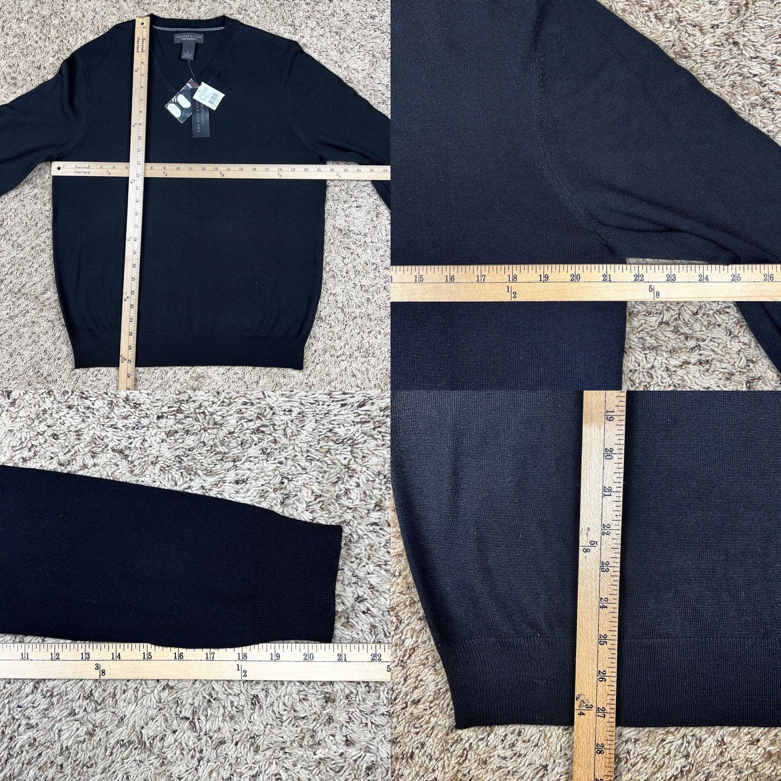 Bloomingdale's VINTAGE Bloomingdales The Mens Store Black Merino Wool V-Neck Sweater Men Large Size US L / EU 52-54 / 3 - 8 Thumbnail