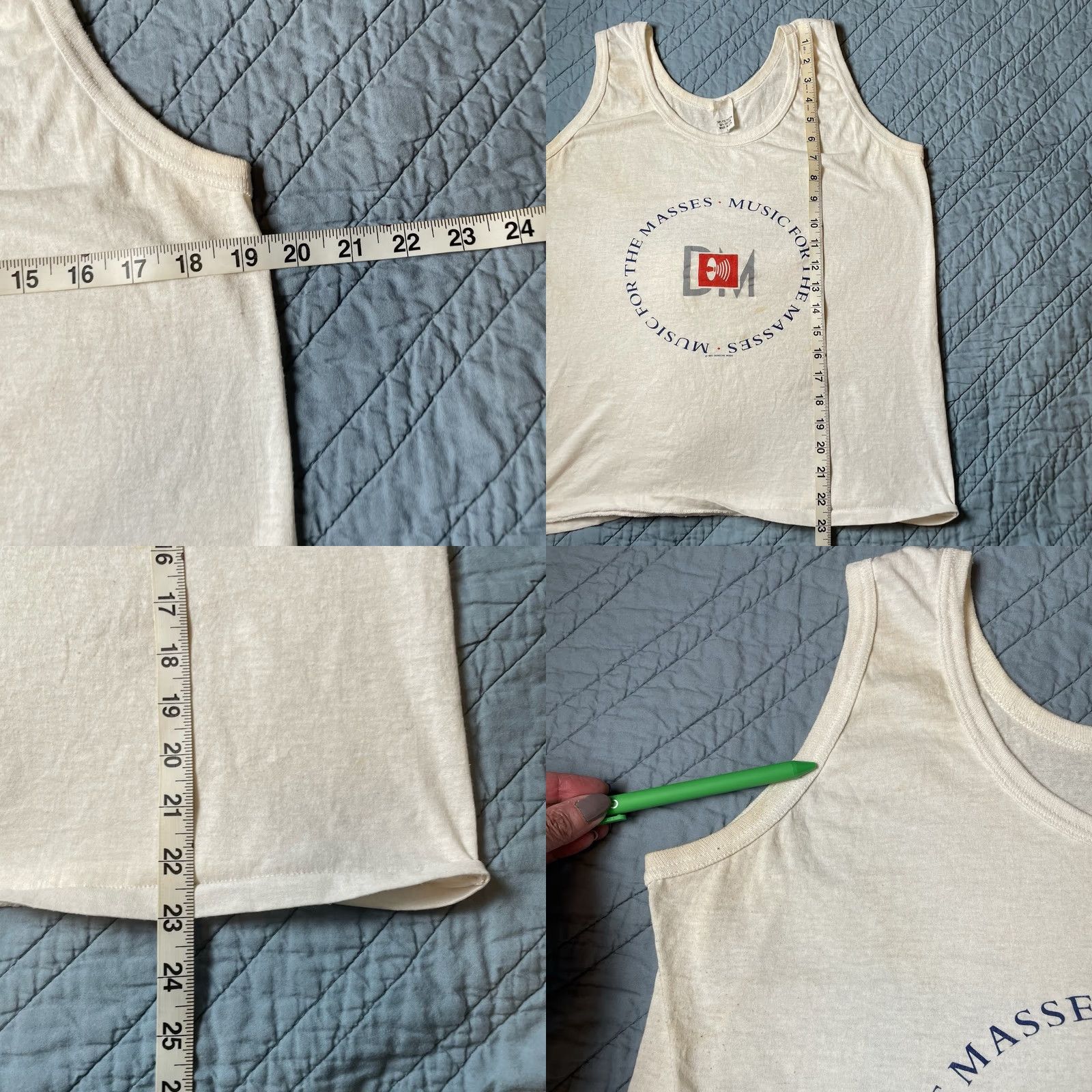 Vintage VINTAGE Depeche Mode Music For The Masses Concert Tour Tank Top 1987-88 Sz L Shirt Unisex Adults White 80s Band Tour Conf﻿erence Size US L / EU 52-54 / 3 - 9 Thumbnail