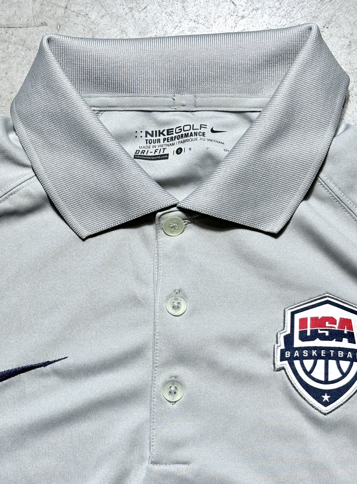 Nike × USA Olympics × Vintage Nike Golf Dri-Fit USA Basketball Grey Polo Shirt size S Size US XS / EU 42 / 0 - 6 Thumbnail